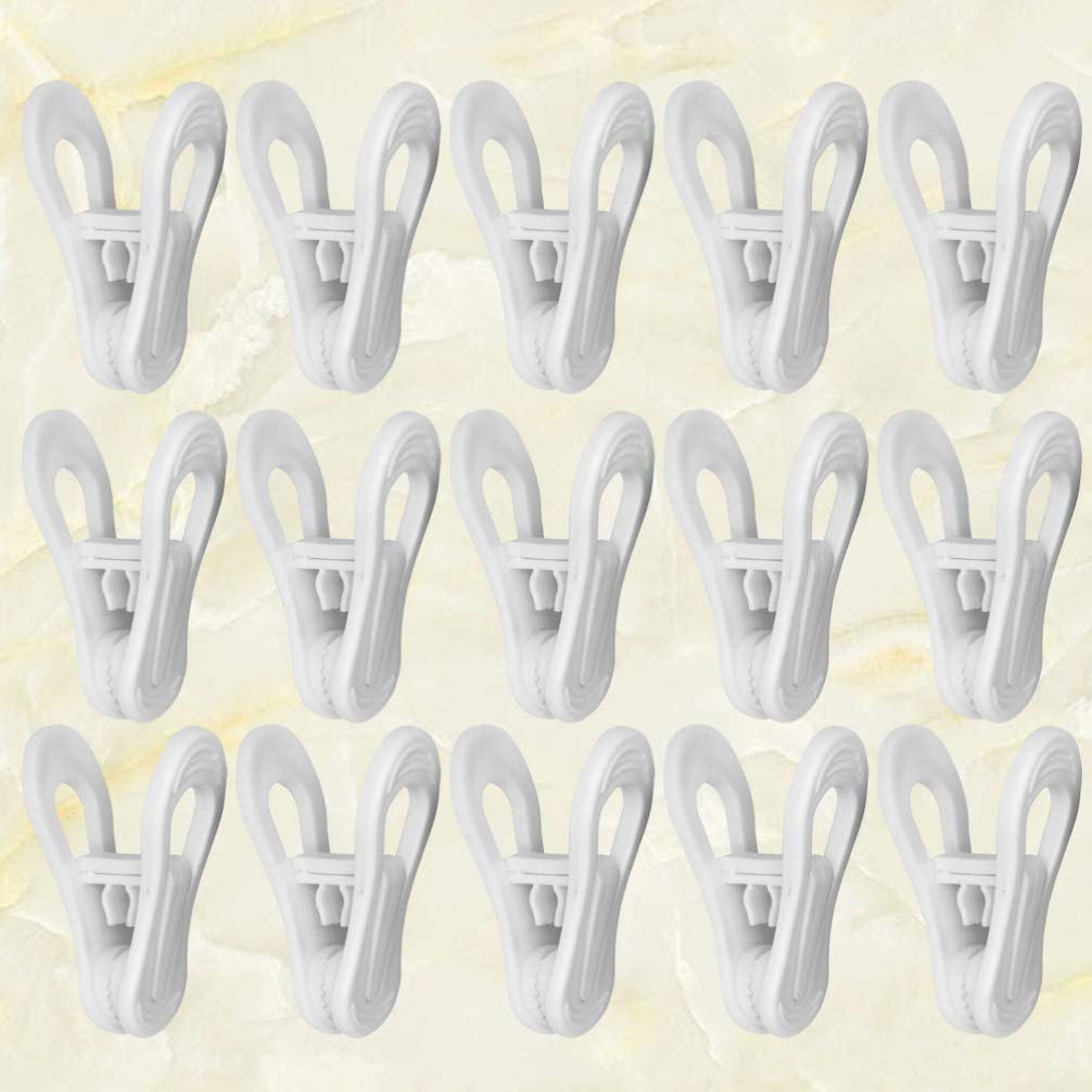 25 Pack Cabilock Plastic Hanger Clips - Strong Clothes Pins for Pants, Skirts & Clothing - Removable White Hanger Clips for Wardrobe Organization & Laundry Drying