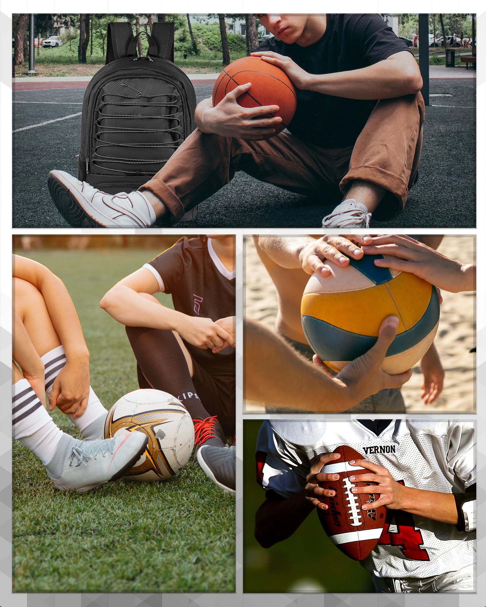 30L Lightweight Breathable Basketball Backpack for Men & Women - Sports Bag with Separate Ball & Shoe Compartments - Perfect for Basketball, Soccer, Volleyball, Football, Gym, School & Travel