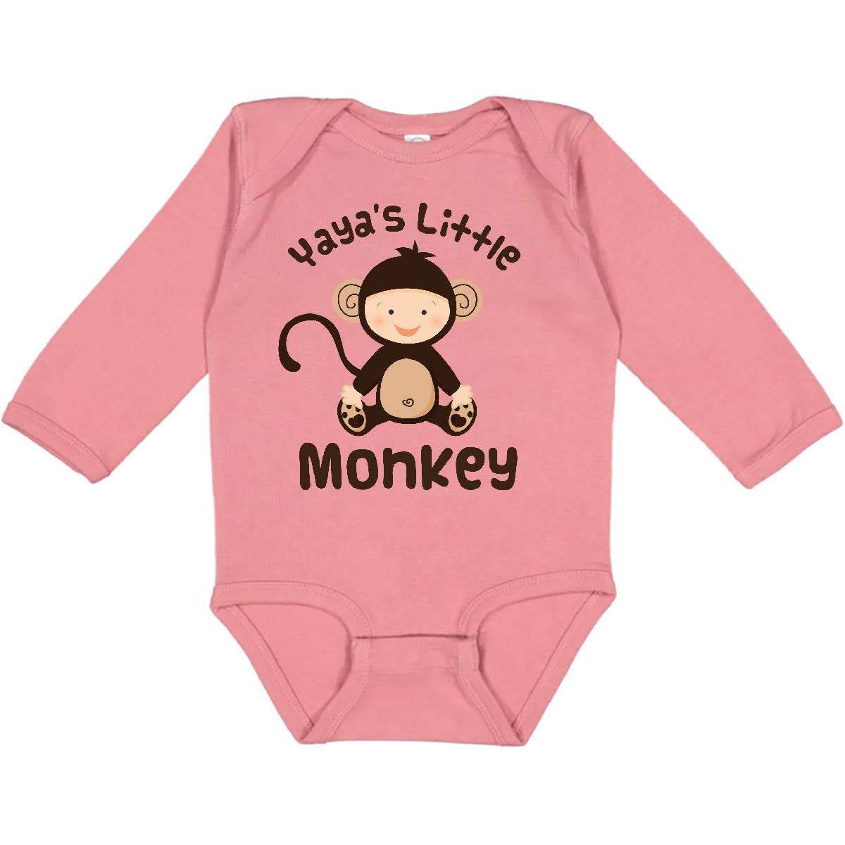Inktastic Yaya Little Monkey Grandchild Long Sleeve Baby Bodysuit - Cute Animal Print Onesie for Newborns & Infants - Perfect for Playtime, Photo Shoots & Family Gatherings