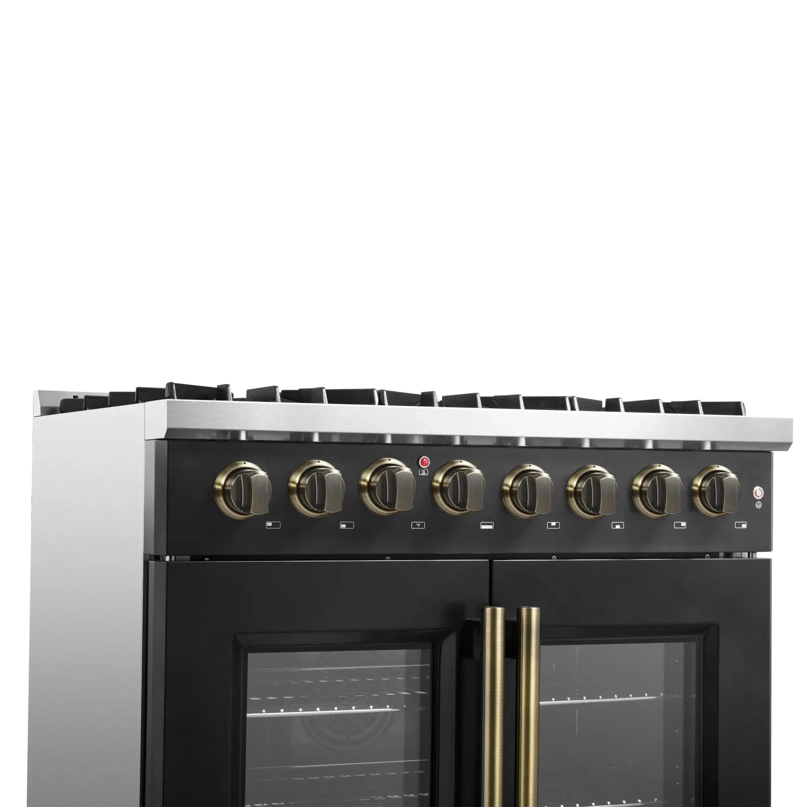 **Forno Galiano 36-Inch French Door Dual Fuel Range - Gas Stove & Electric Oven in Black with Antique Brass Trim (Model FFSGS6356 36BLK) - Perfect for Modern Kitchens & Gourmet Cooking**