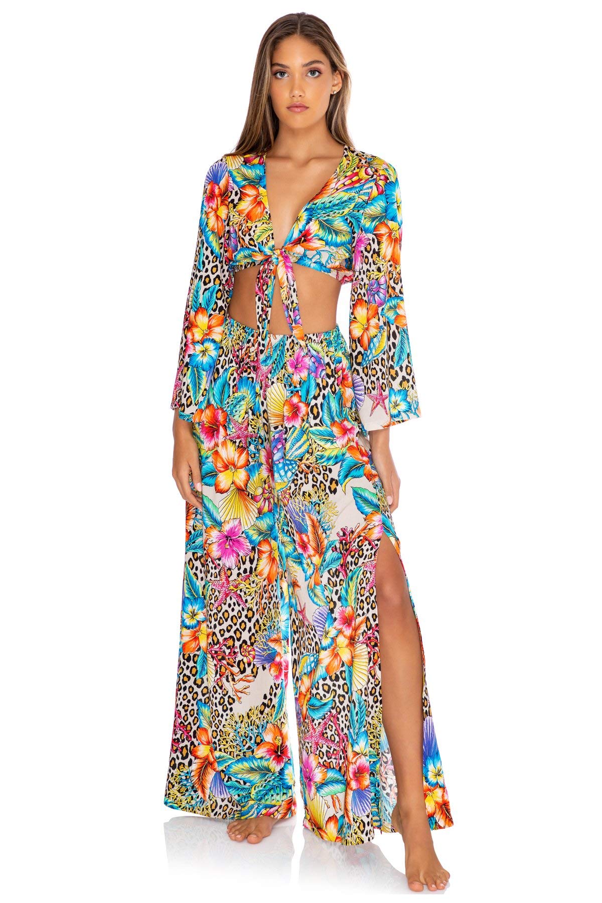LULI'S Jungle - Open Sides Wide Leg Pants for Women | Flowy Boho Palazzo Trousers | Perfect for Yoga, Beach & Summer Outfits