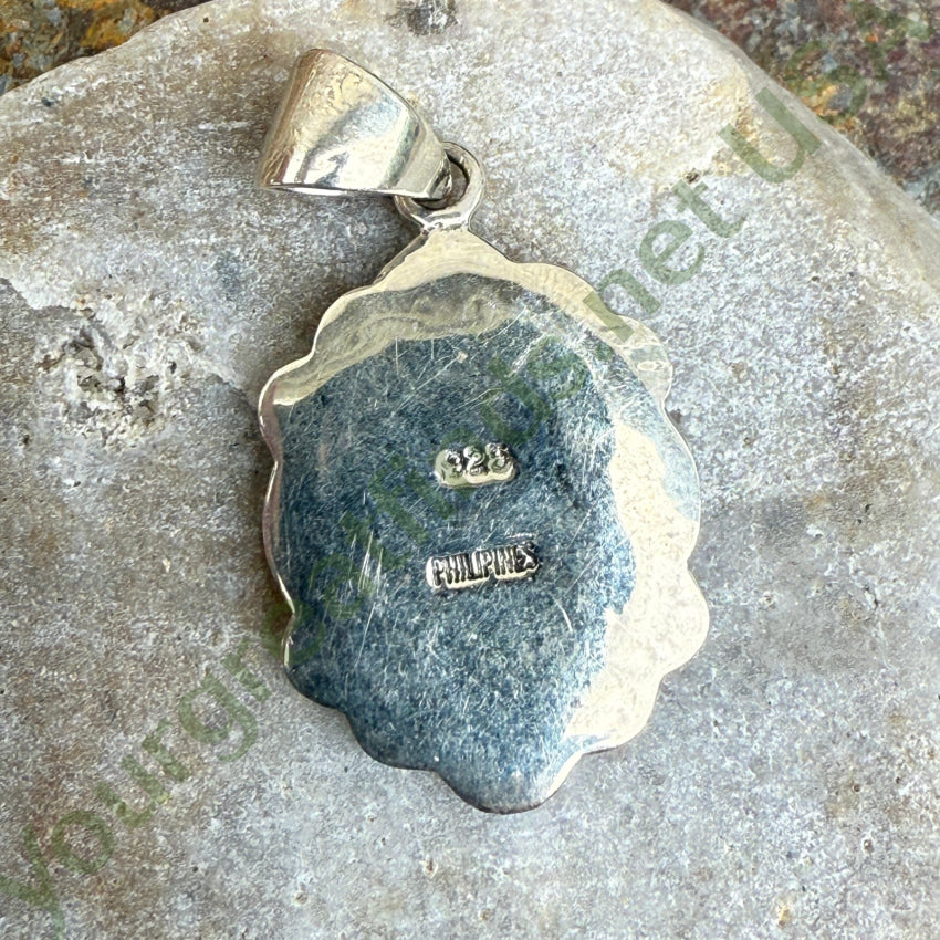 Handmade Sterling Silver Opal Jasper & Jet Inlay Pueblo Landscape Pendant Necklace - Southwest Style Jewelry for Women, Perfect for Boho Fashion & Gift Giving