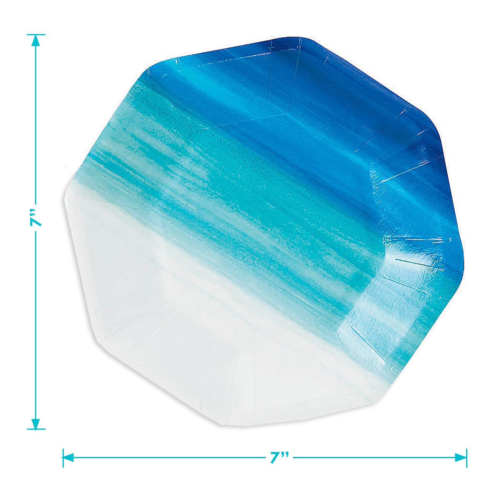 Elegant Coastal Blue Paper Dessert Plates & Beverage Napkins Set - 16-Piece for Parties, Weddings & Events - Perfect for Beach Themed Celebrations & Summer Gatherings