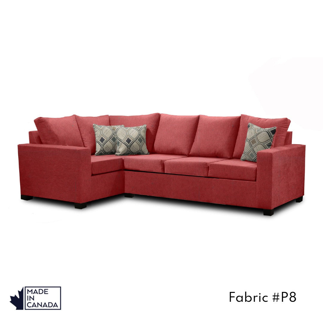 Canadian Made 3 x 1 Sectional Sofa with LHF/RHF Configuration - 17 Color Options for Living Room, Family Room & Home Theater Comfort