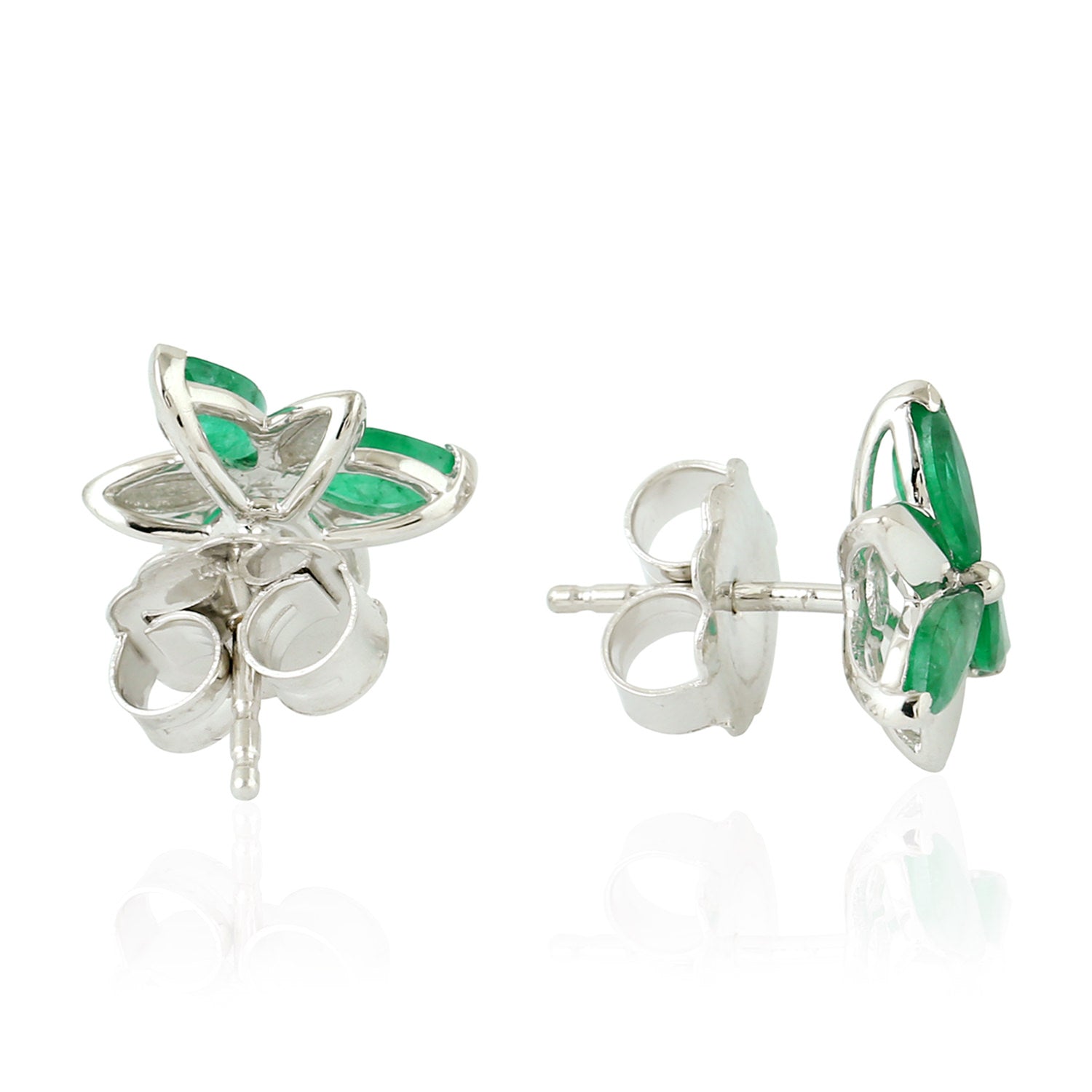 14K White Gold Marquise Emerald Daisy Earrings for Women – Elegant Jewelry Gift for Weddings, Parties & Special Occasions
