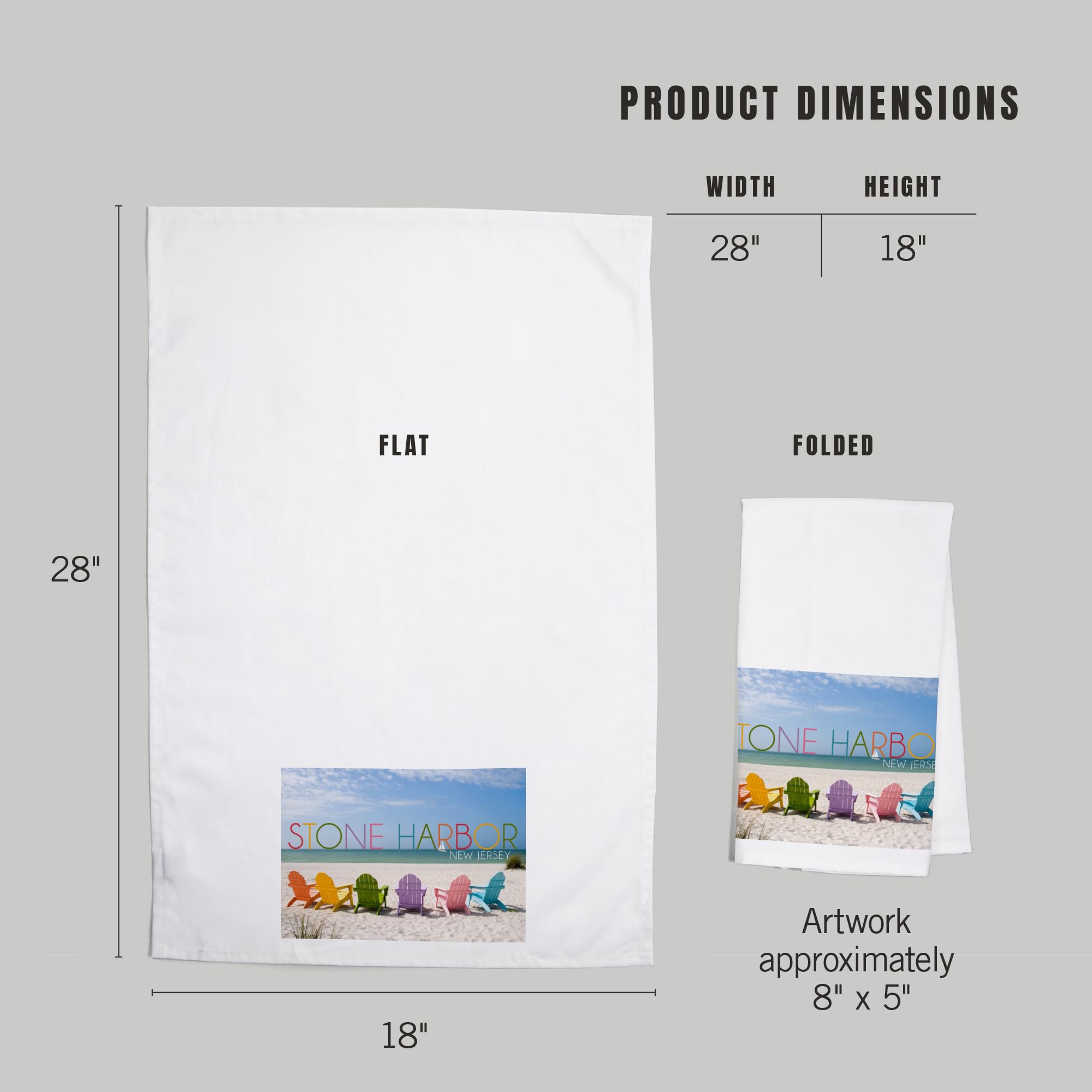 Lantern Press Stone Harbor New Jersey Beach Chairs 100% Cotton Tea Towel - Decorative Hand Towel for Kitchen, Bathroom & Home Decor - Perfect for Beach House, Coastal Decor and Gift Giving