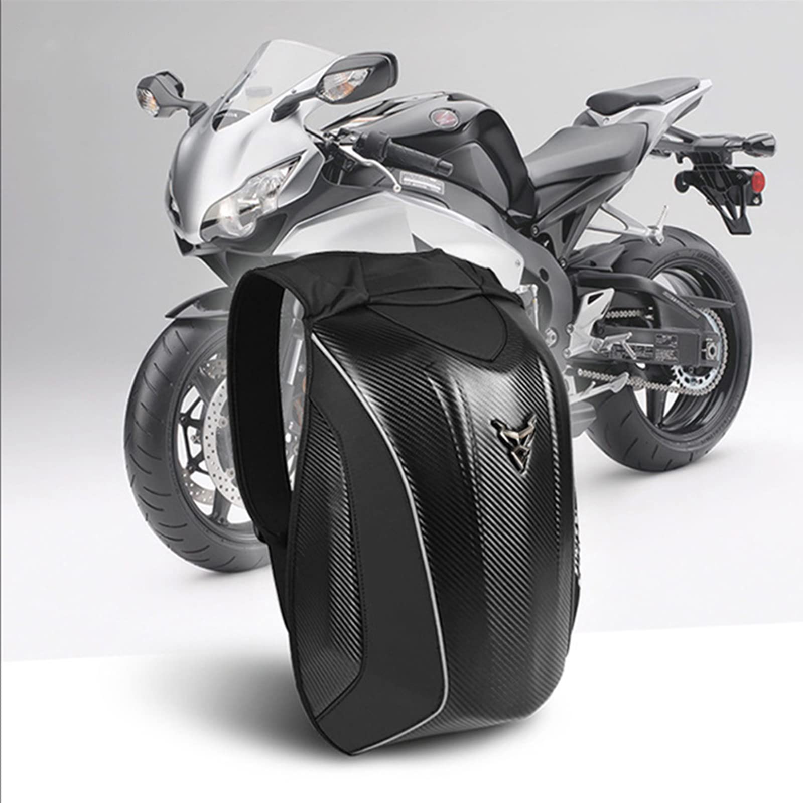 **Men's Waterproof Motorcycle Tail Bag & Seat Bag - Carbon Fiber Motorbike Luggage Backpack, Dual Use as Tank Bag - Perfect for Commuting, Touring & Adventure Rides**
