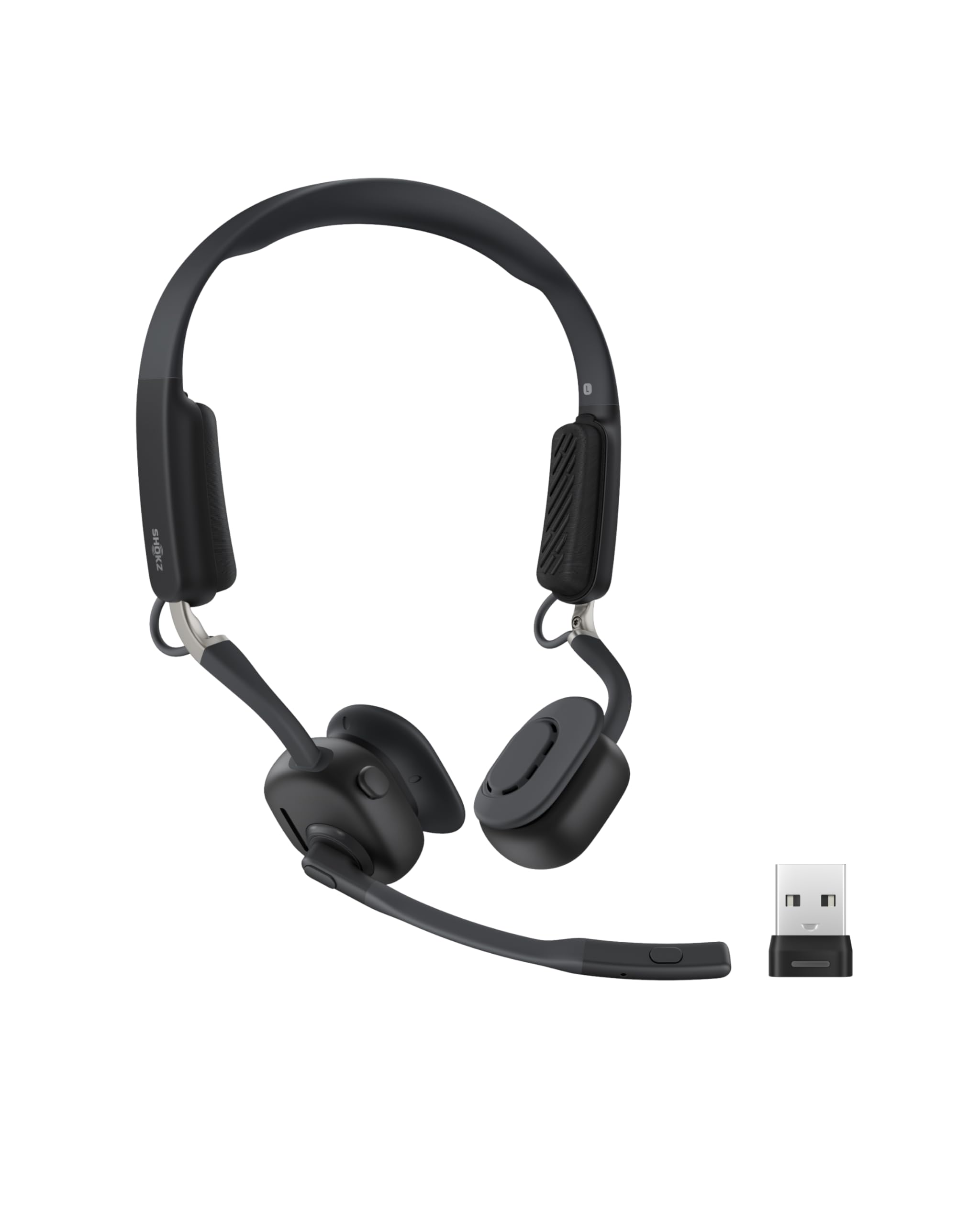 SHOKZ OpenMeet UC Wireless Open-Ear Bluetooth Headset with Noise Cancelling Mic for PC & Mac - USB-A Dongle, Mute Button, Custom Fit & Smart App Control - Perfect for Remote Work, Video Calls & Office Meetings (Model C610 UC)