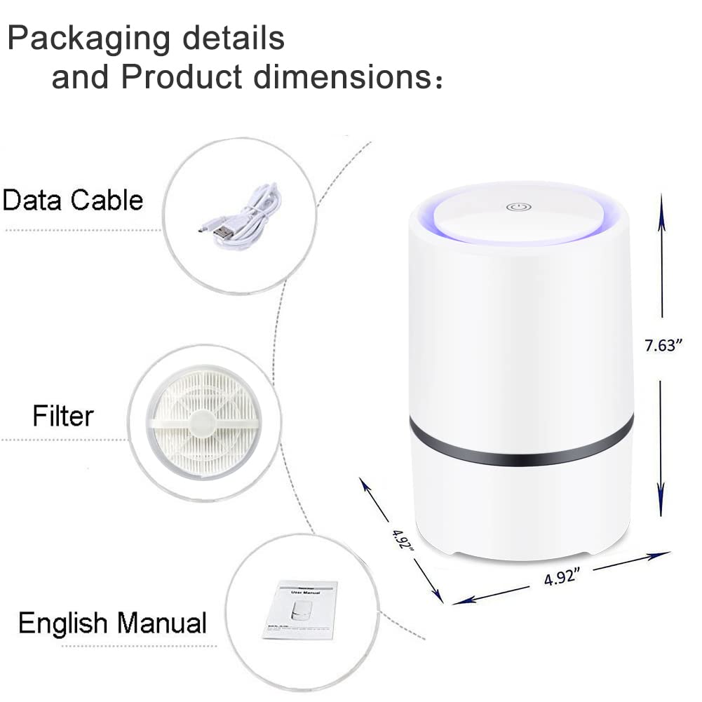 MELEDEN HEPA Air Purifier for Smoke, Pollen, Pet Dander, Odor & Dust Removal - Compact Home Air Cleaner for Bedroom, Kitchen, Office - Ozone-Free Air Purifier for Allergy Relief & Fresh Indoor Air