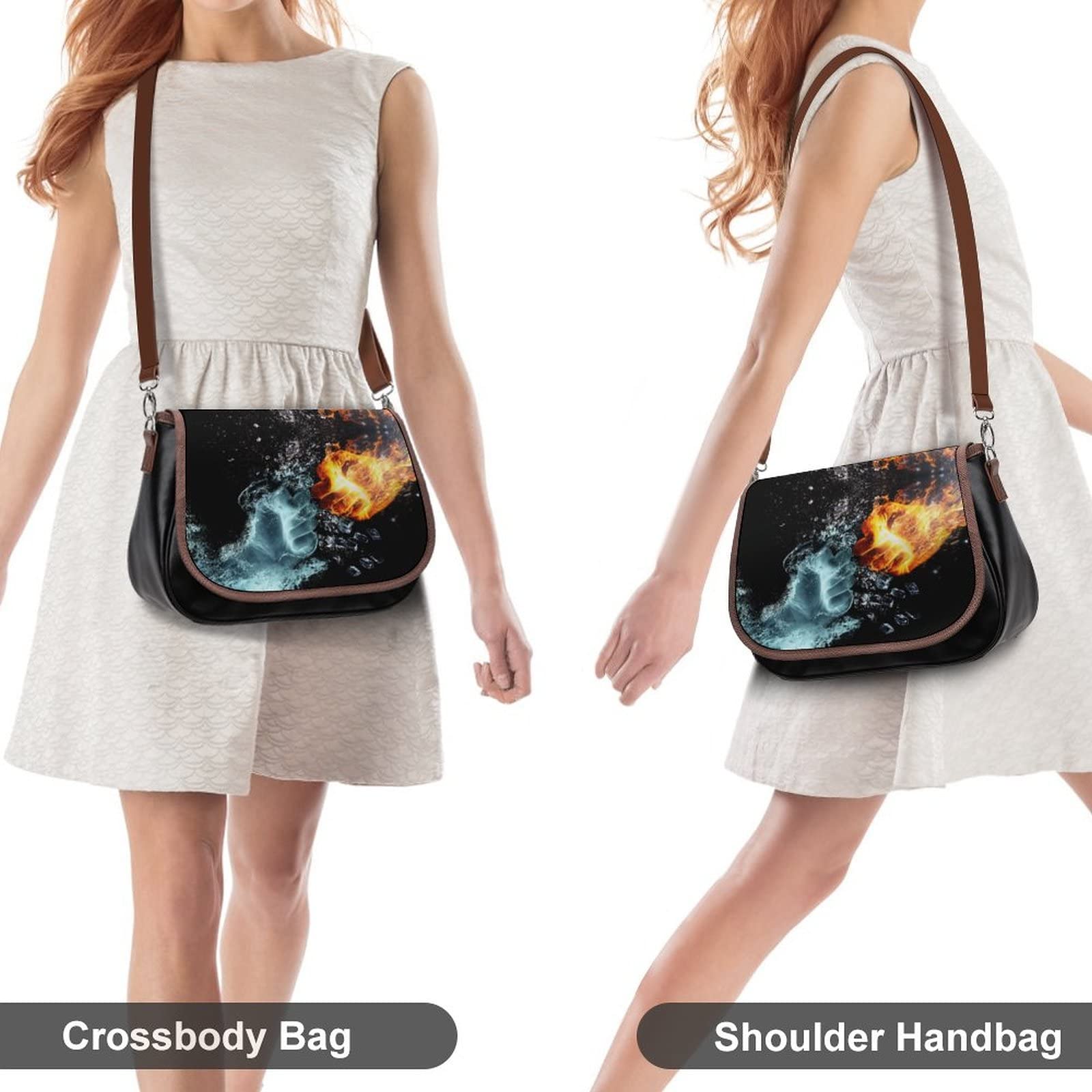 Vintage Leather Crossbody Bag for Women - Stylish Printed Hobo Bag for Daily Use