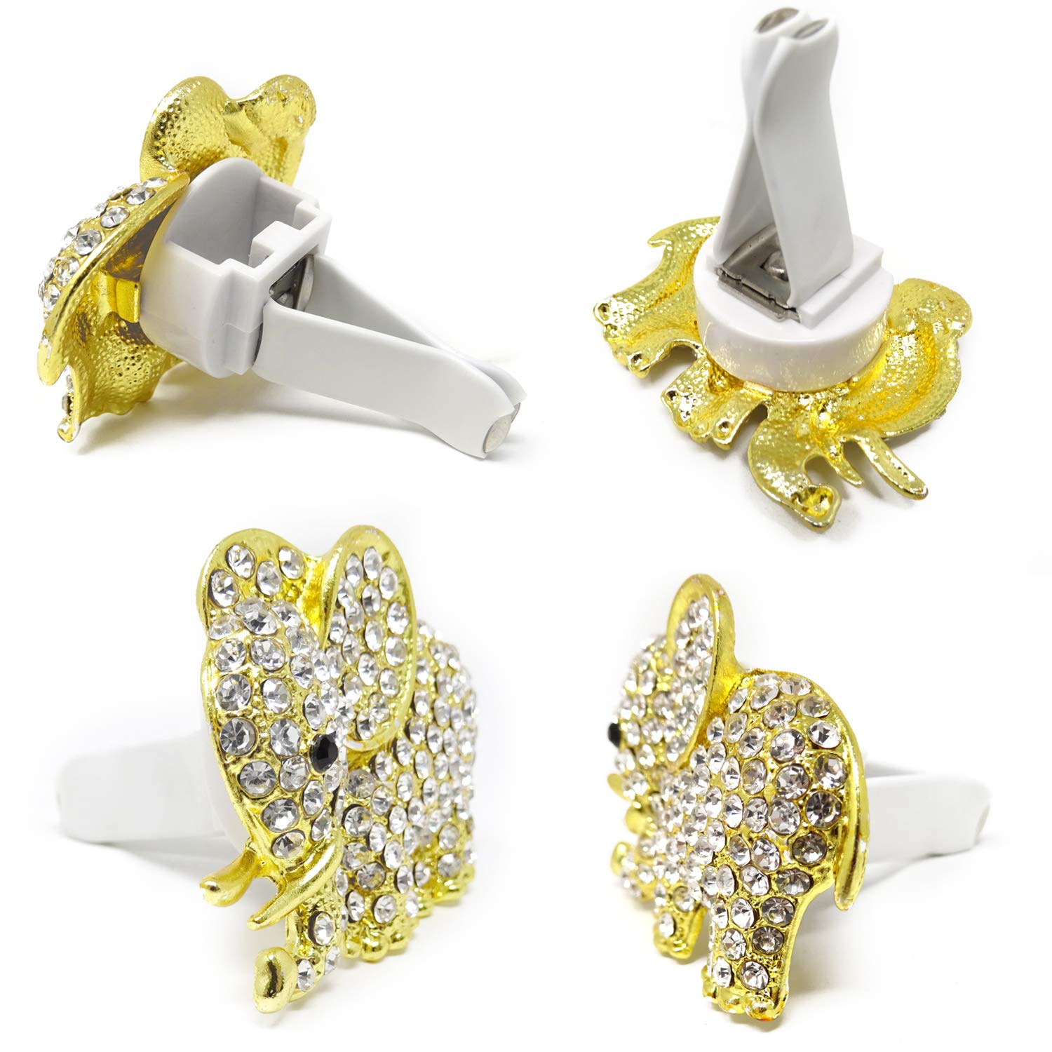 Honbay 2PCS Rhinestone Elephant Car Air Vent Clips - Gold & Silver Car Air Freshener Decorations for Auto, Truck, SUV - Perfect for Gifts, Travel & Home Fragrance