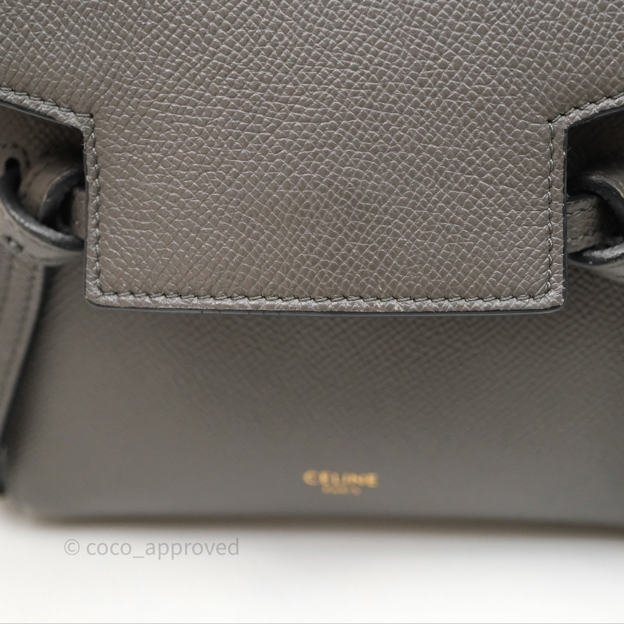 Celine Pico Belt Bag in Grey Grained Calfskin with Gold Hardware - Luxury Crossbody Bag for Women, Perfect for Everyday Use & Special Occasions