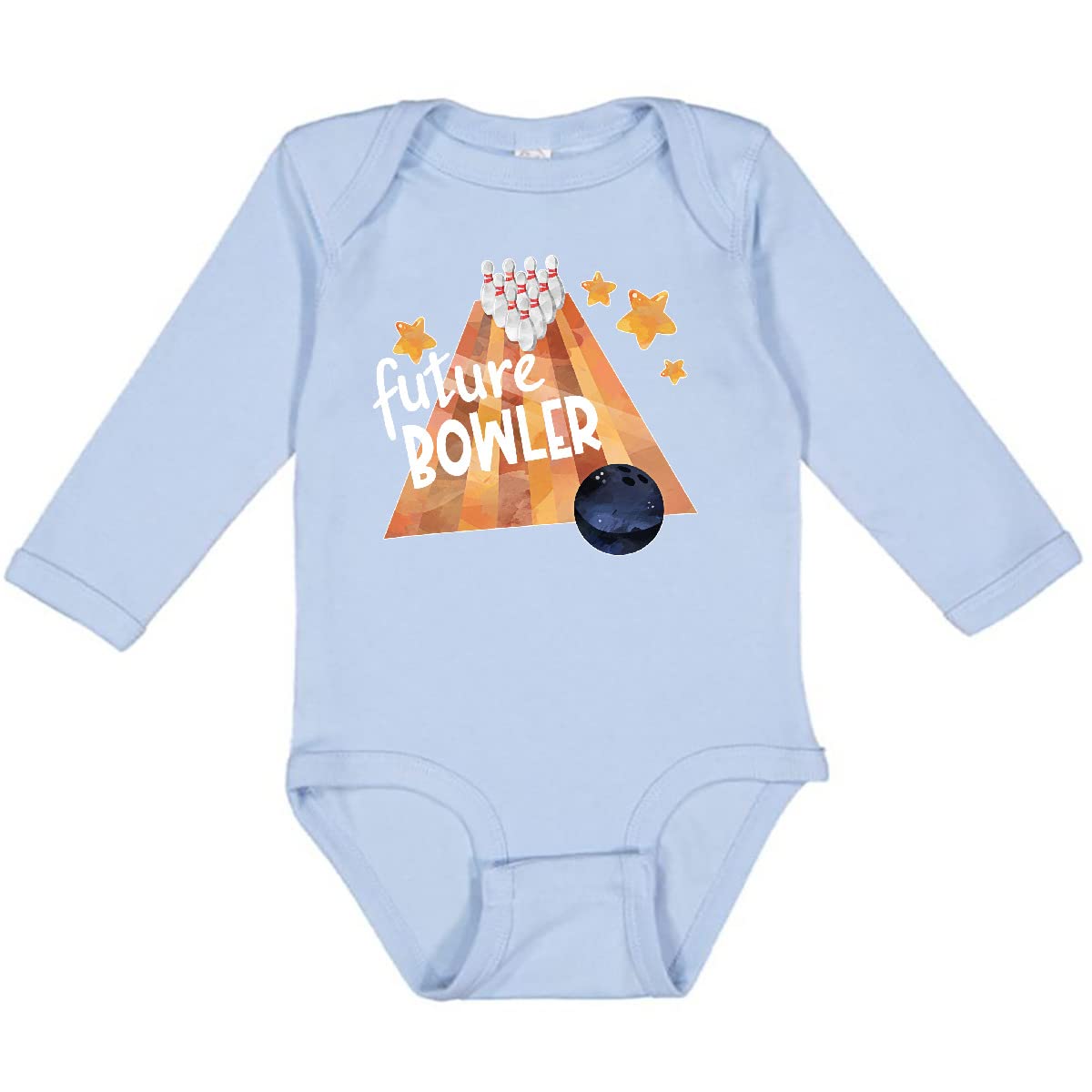 Inktastic Future Bowler Bowling Ball and Pins Long Sleeve Baby Bodysuit - Cute Bowling-Themed Outfit for Infants, Perfect for Bowling Parties, Family Gatherings & Photo Shoots