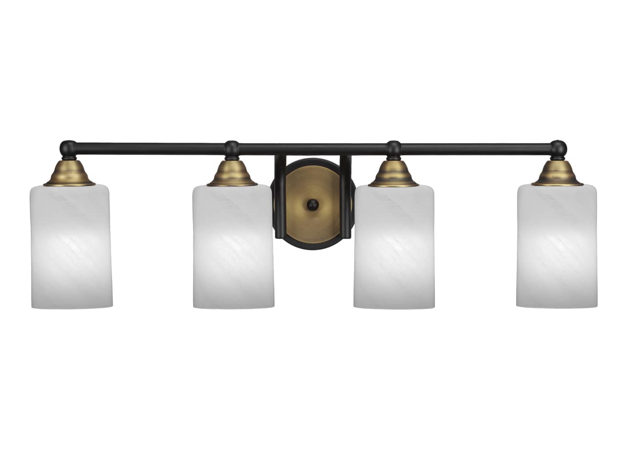 Toltec Lighting Paramount 4-Light Bathroom Vanity Light Fixture in Matte Black & Brass - Modern Bathroom Sconce for Vanity Mirror Lighting (3424-MBBR-3001) | Perfect for Master Bath, Powder Room & Spa Decor