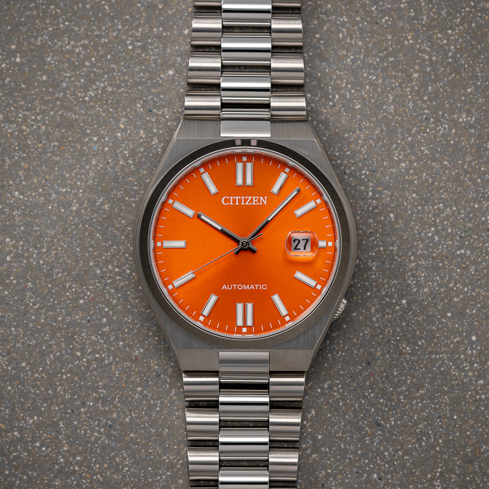 Seiko Tsuyosa Automatic Watch 40mm Orange Dial Stainless Steel Bracelet - Perfect for Casual Wear, Office & Everyday Use