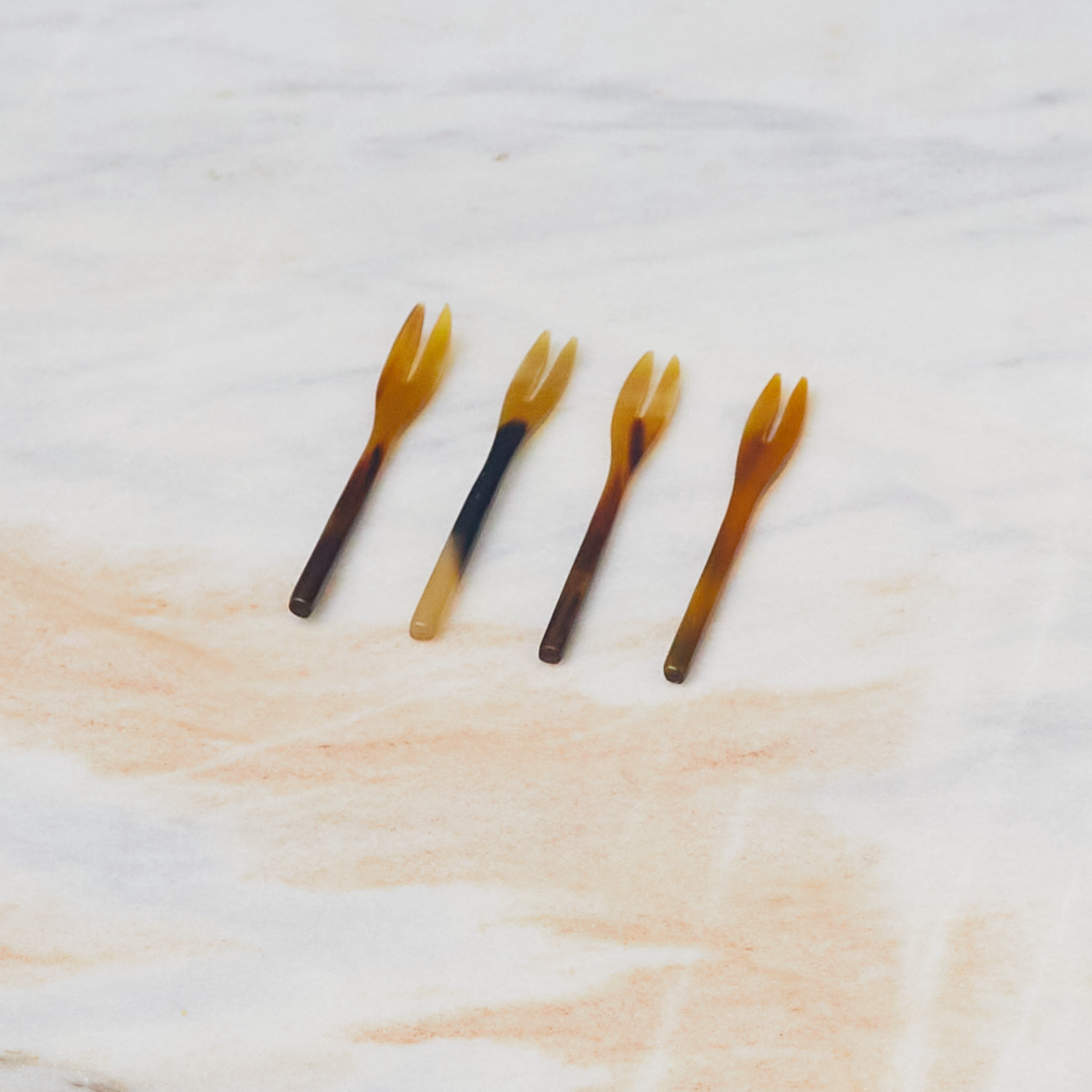 Premium Horn Cocktail Forks Set of 4 - Elegant Appetizer Forks for Cheese, Fruit & Hors d'Oeuvres - Perfect for Dinner Parties, Weddings & Cocktail Events