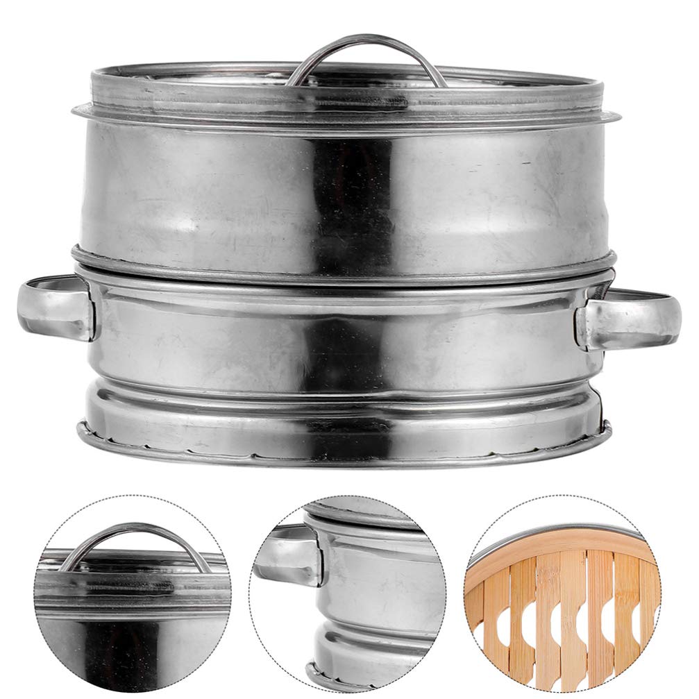 DOITOOL 2-Tier Stainless Steel Steamer Basket Set (18CM) - Vegetable & Food Steamer Pot with Insert for Healthy Cooking | Perfect for Dumplings, Vegetables & Seafood
