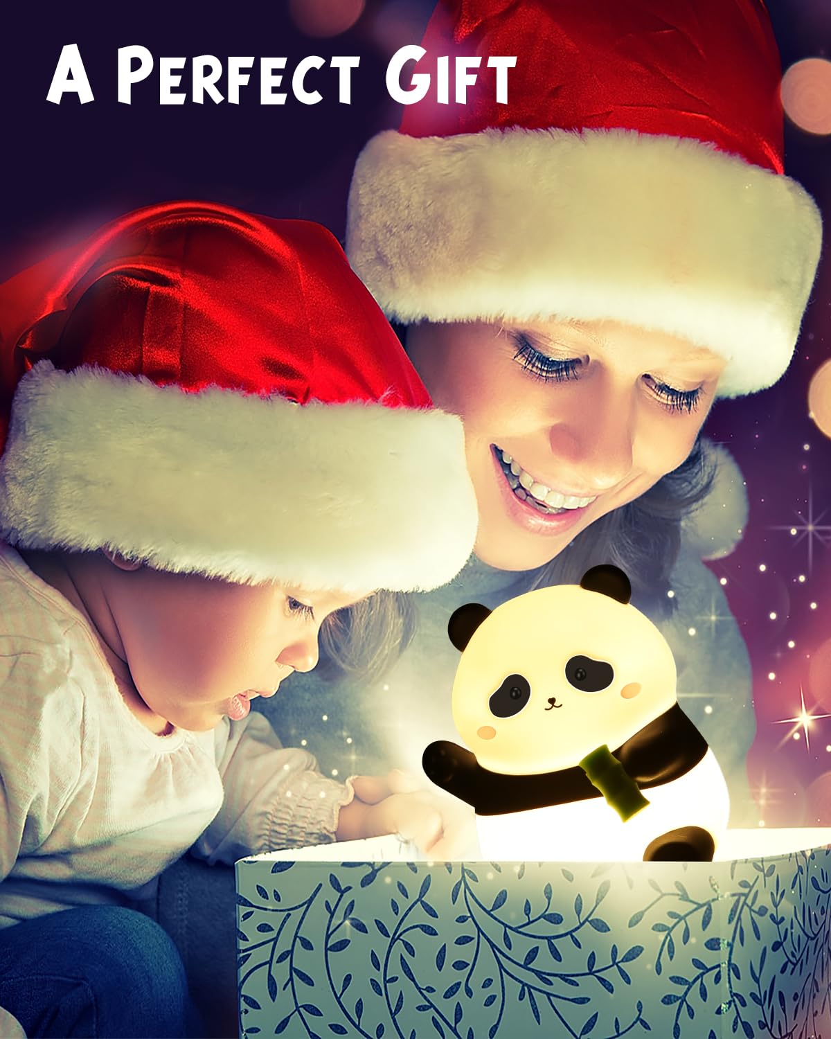 Emmanoth Cute Panda Night Light for Kids - LED Squishy Panda Lamp with 30-Min Timer, Dimmable Rechargeable Silicone Nightlight for Baby Nursery & Bedroom | Perfect for Bedside, Kids Room Decor & Sleep Aid