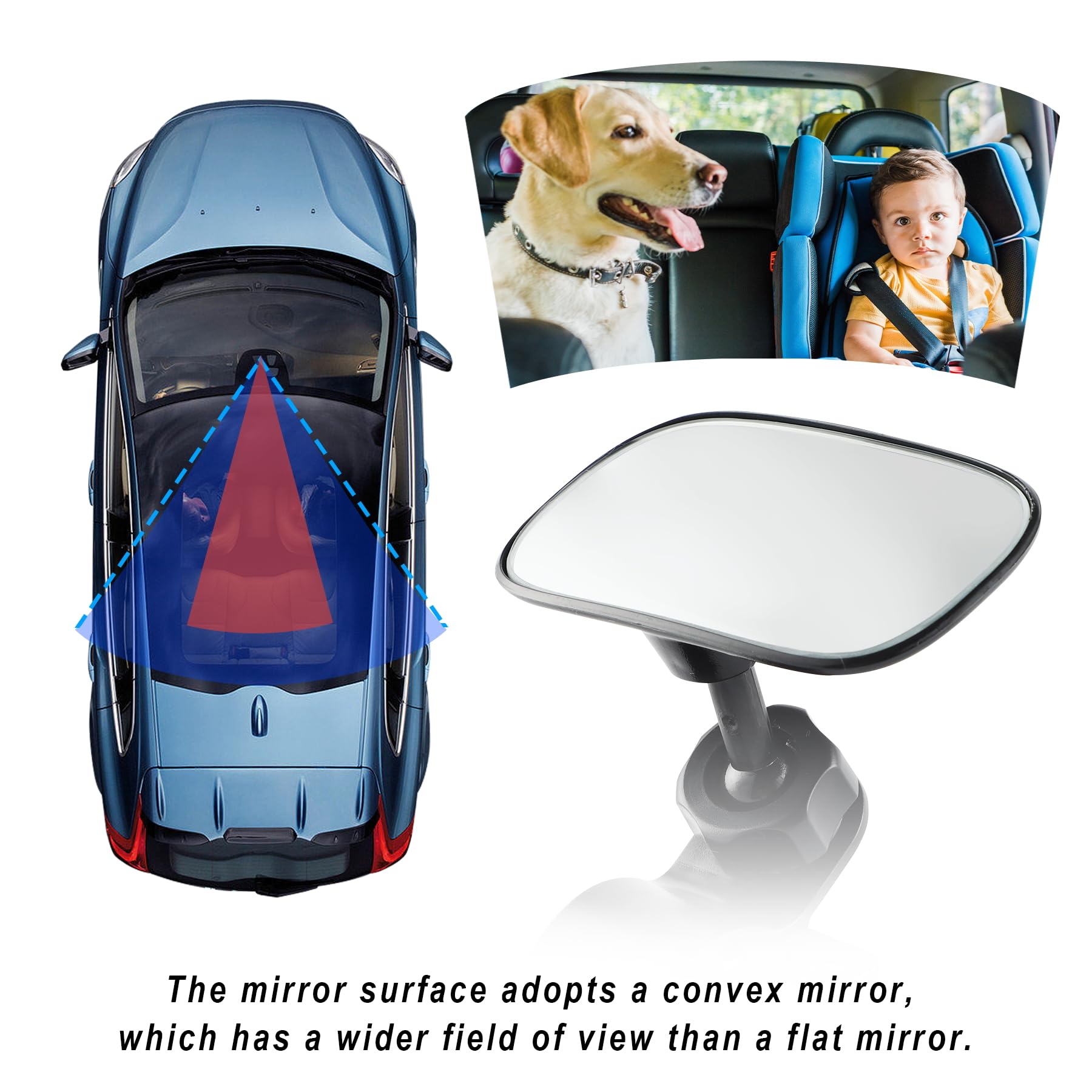 LivTee Adjustable Convex Wide Angle Rear View Mirror for Cars, SUVs & Trucks - 360° Baby Monitoring Car Interior Accessories | Perfect for Child Safety & Blind Spot Visibility