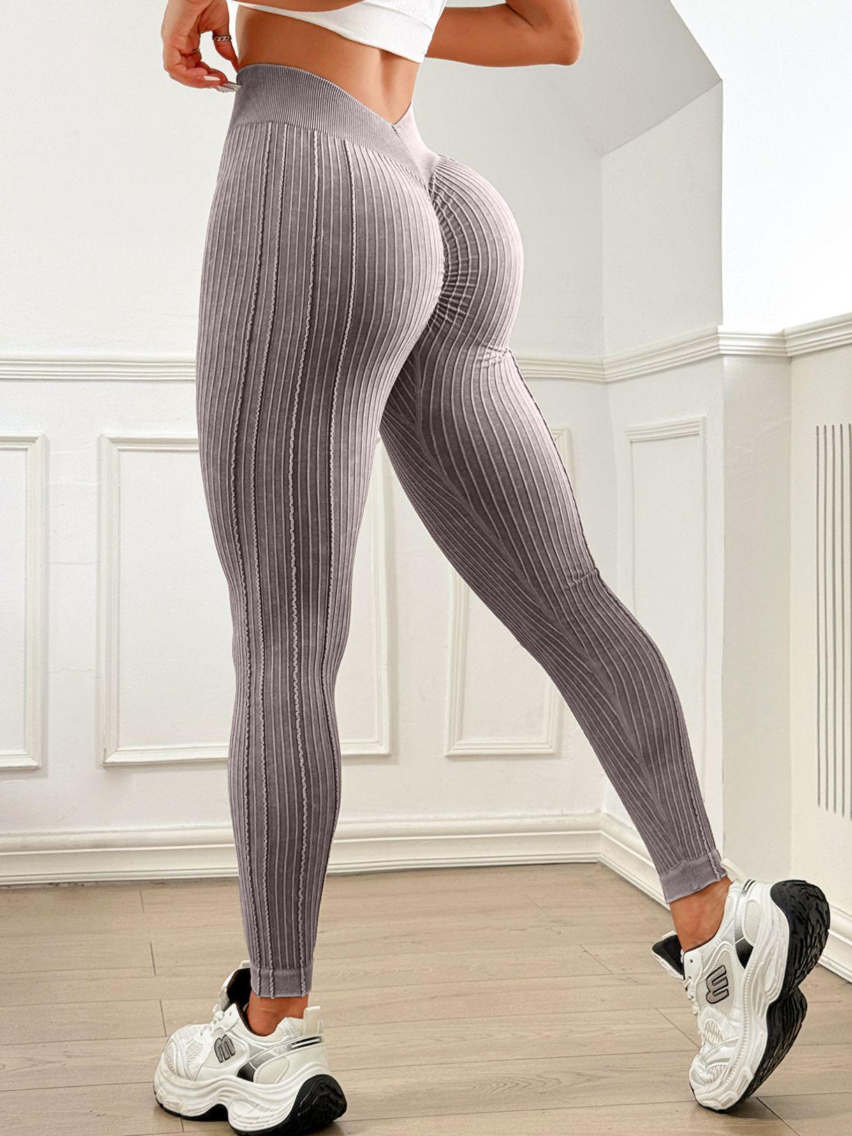 ZASUWA Women's V-Shaped Waist Ribbed High Waisted Butt Lifting Scrunch Leggings - Perfect for Yoga, Workouts & Everyday Wear