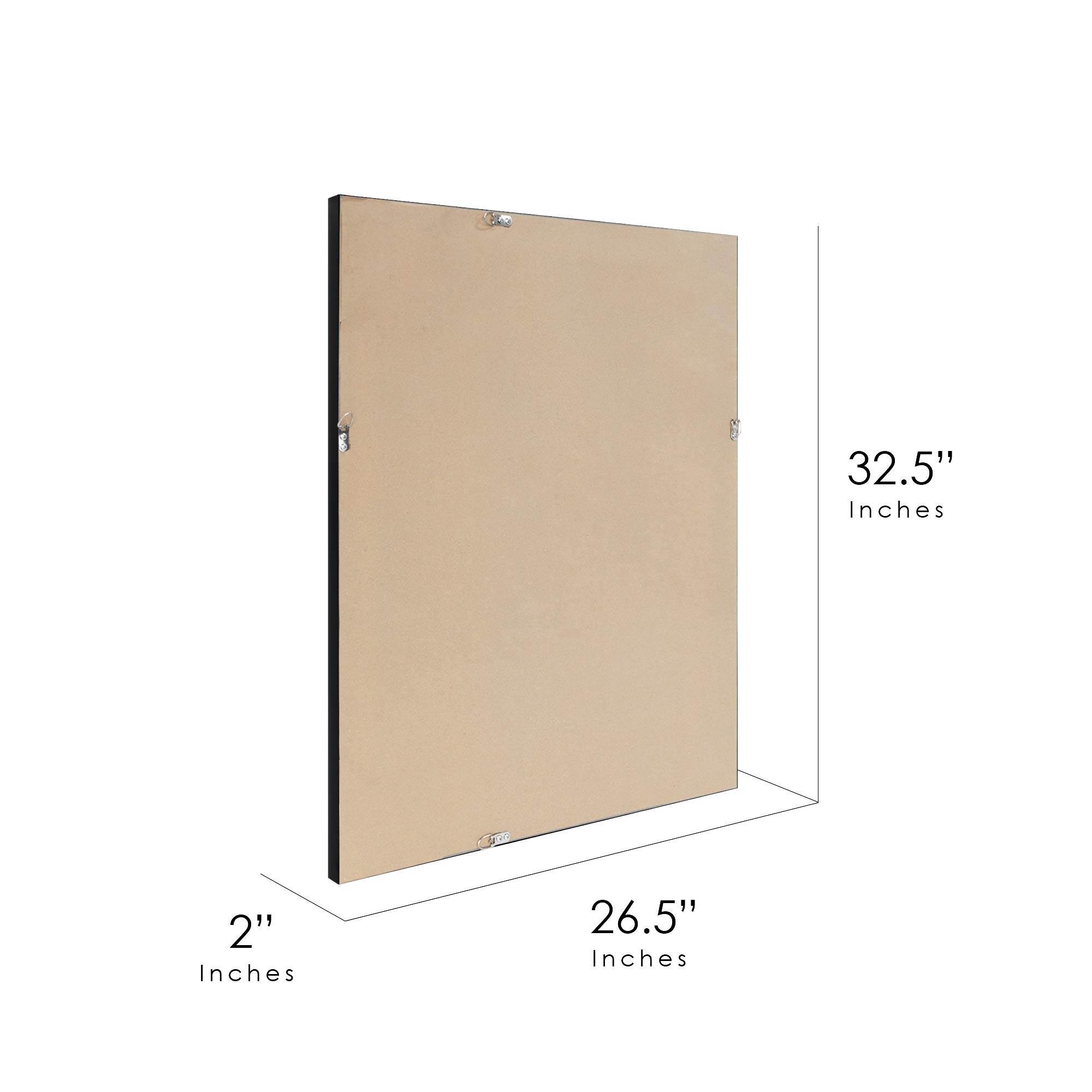 Head West Glossy Black Floating Frame Wall Mirror - 26x32 Inch Bathroom Vanity Mirror, Rectangle Living Room Decor Mirror - Perfect for Modern Home & Apartment Decor
