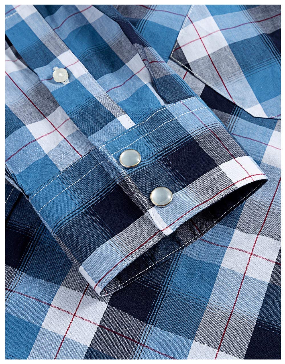 Men's Western Snap Button Plaid Long Sleeve Shirts - Regular Fit Casual Shirt for Cowboy Style, Ranch Work & Country Fashion
