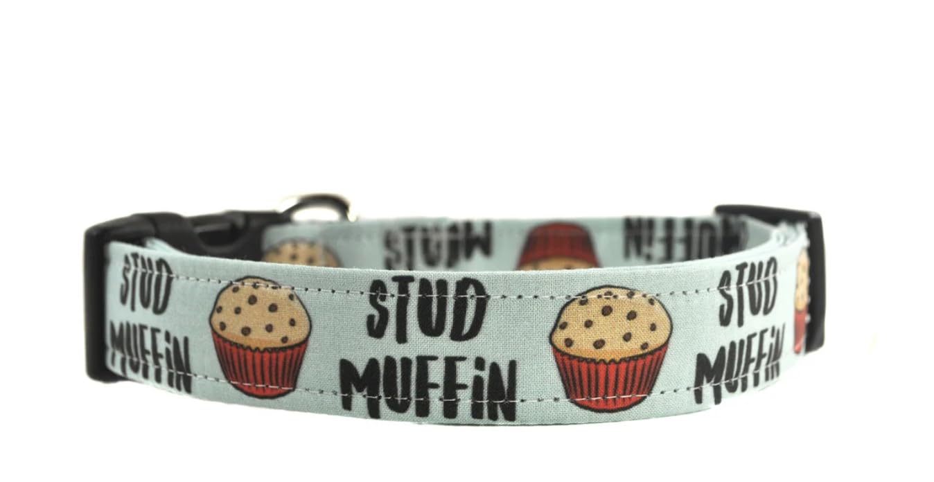 Stud Muffin Dog Collar for Small Dogs - Adjustable Pet Collar with Rhinestones, Fashionable & Comfortable - Perfect for Daily Walks, Training & Special Occasions