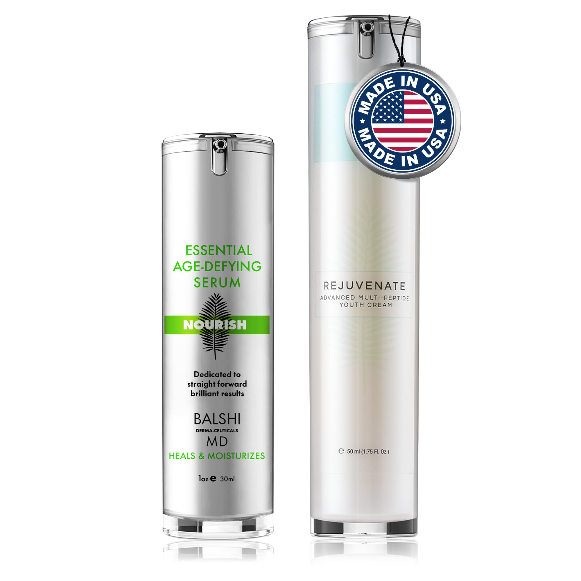 REJUVENATE Multi-Peptide Anti-Aging Cream & NOURISH Hydrating Face Moisturizer - Reduce Wrinkles, Boost Collagen, Deep Hydration for Youthful Glowing Skin | Day & Night Cream for Dry, Mature Skin