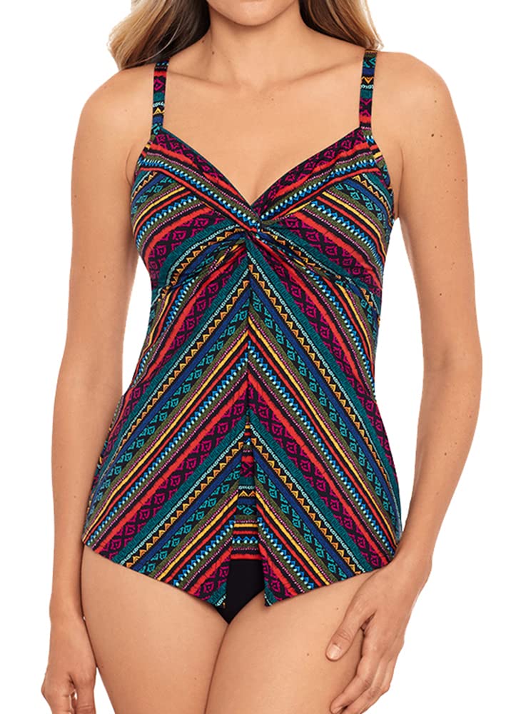 Miraclesuit Women's Love Knot Sweetheart Neckline Underwire Bra Tankini Top - Flattering Swimwear for Beach, Pool & Vacation