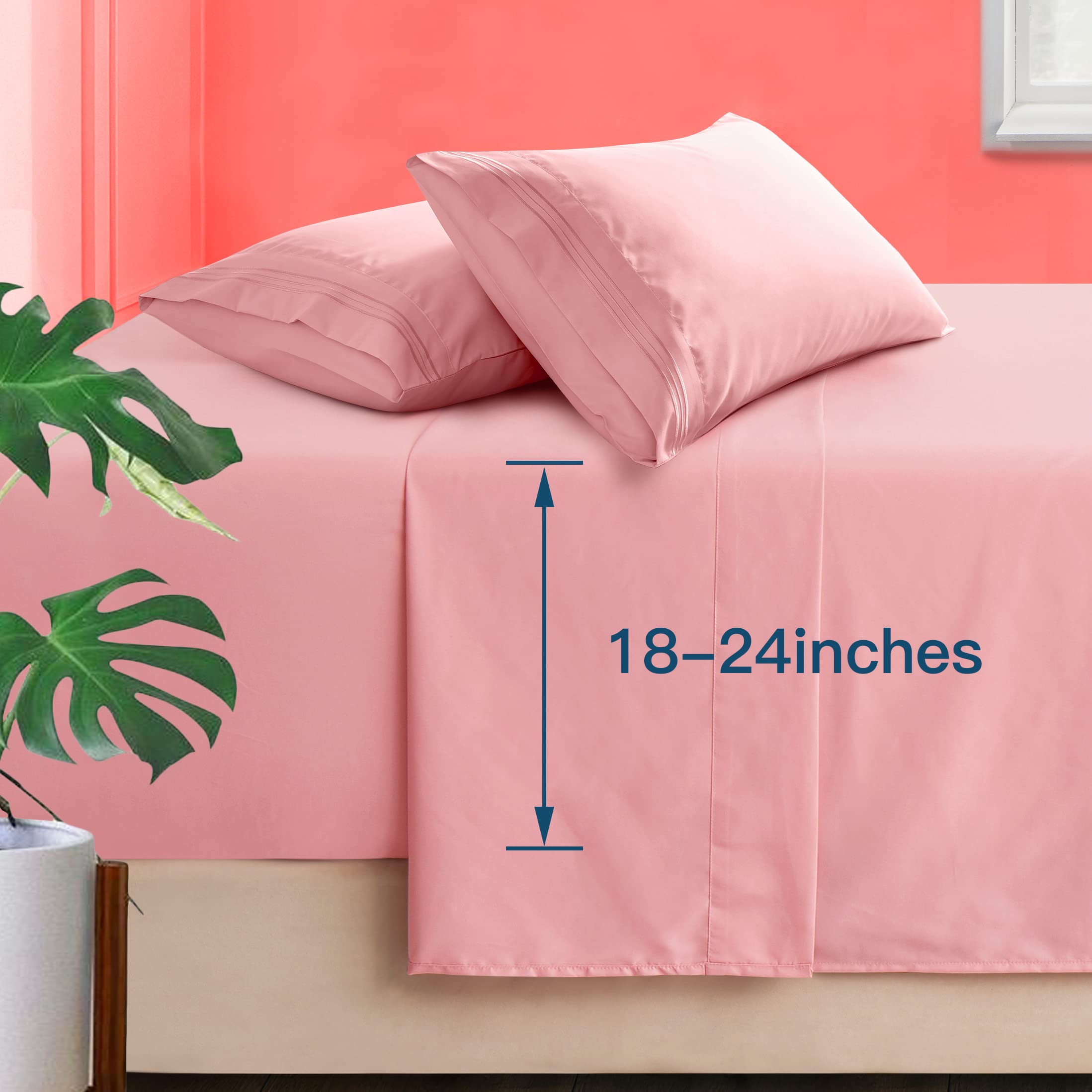 Luxury 1800 Thread Count Extra Deep Pocket Twin Sheets Set - 3 Piece Hotel Quality Bedding with Pillowcases for Kids - Fits Mattresses up to 24