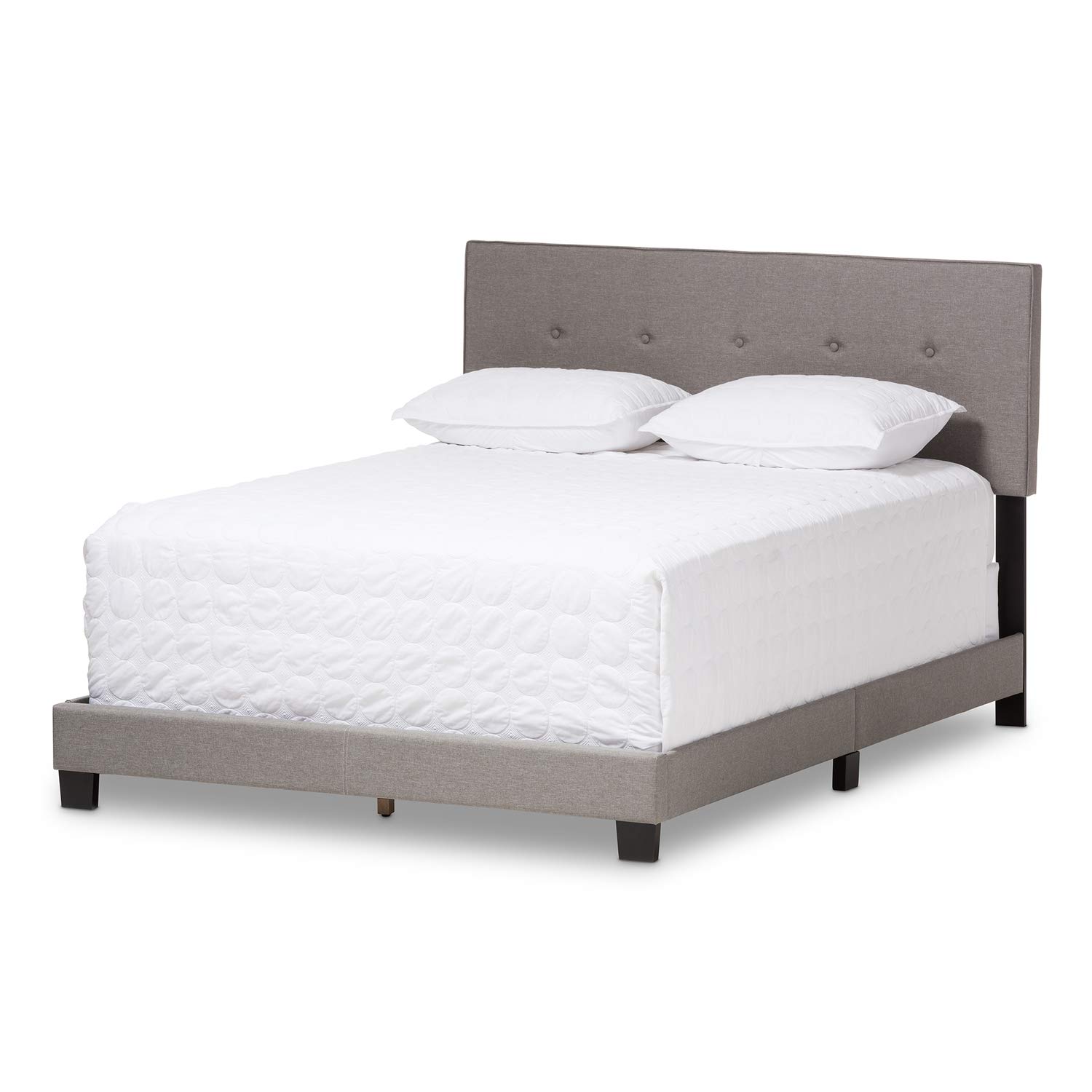 Baxton Studio Hampton Modern Light Grey Fabric Upholstered Full Size Bed Frame - Contemporary Bedroom Furniture for Small Spaces & Guest Rooms