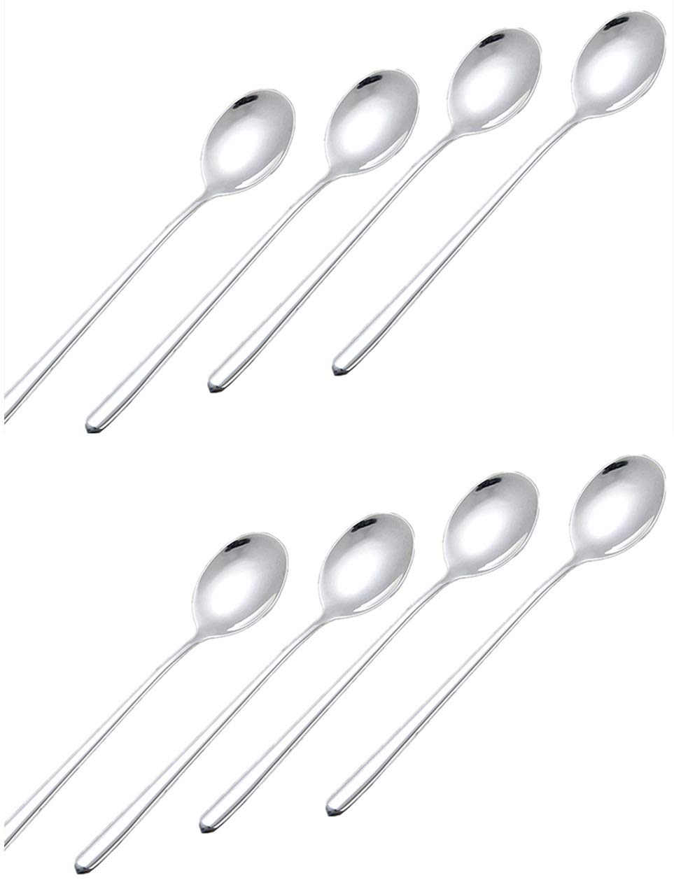 8-Piece Korean Stainless Steel Spoon Set - Long Handle Rice, Soup & Coffee Spoons for Dining, Kitchen & Gifts | Durable & Elegant Cutlery for Home, Restaurant & Travel Use