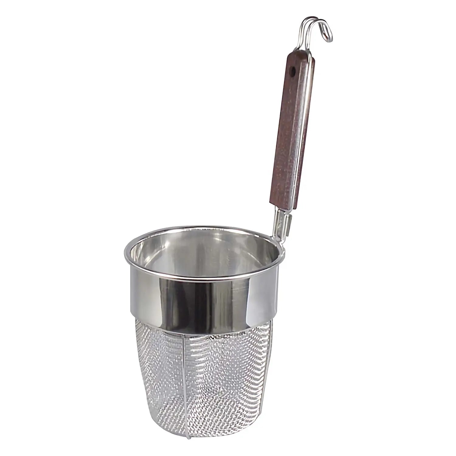 Fujiboshi Premium Stainless Steel Udon Noodle Strainer with Flat Base & Wooden Handle - Perfect for Japanese Noodle Cooking, Ramen, and Pasta Draining
