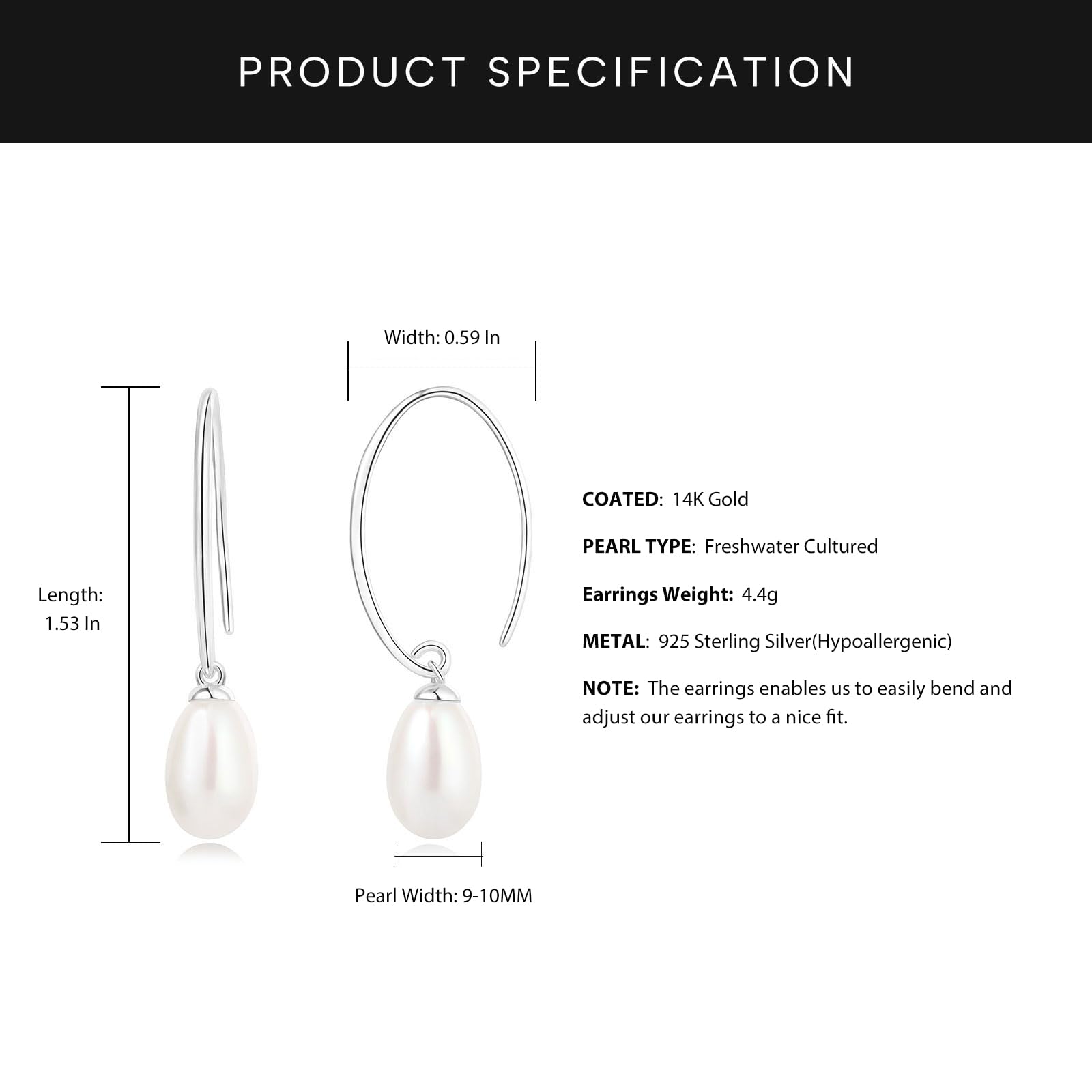 YAMI Pearl Drop & Dangle Earrings for Women - 925 Sterling Silver Freshwater/Saltwater Cultured Pearls, Hypoallergenic Elegant Jewelry - Perfect for Weddings, Parties & Everyday Wear