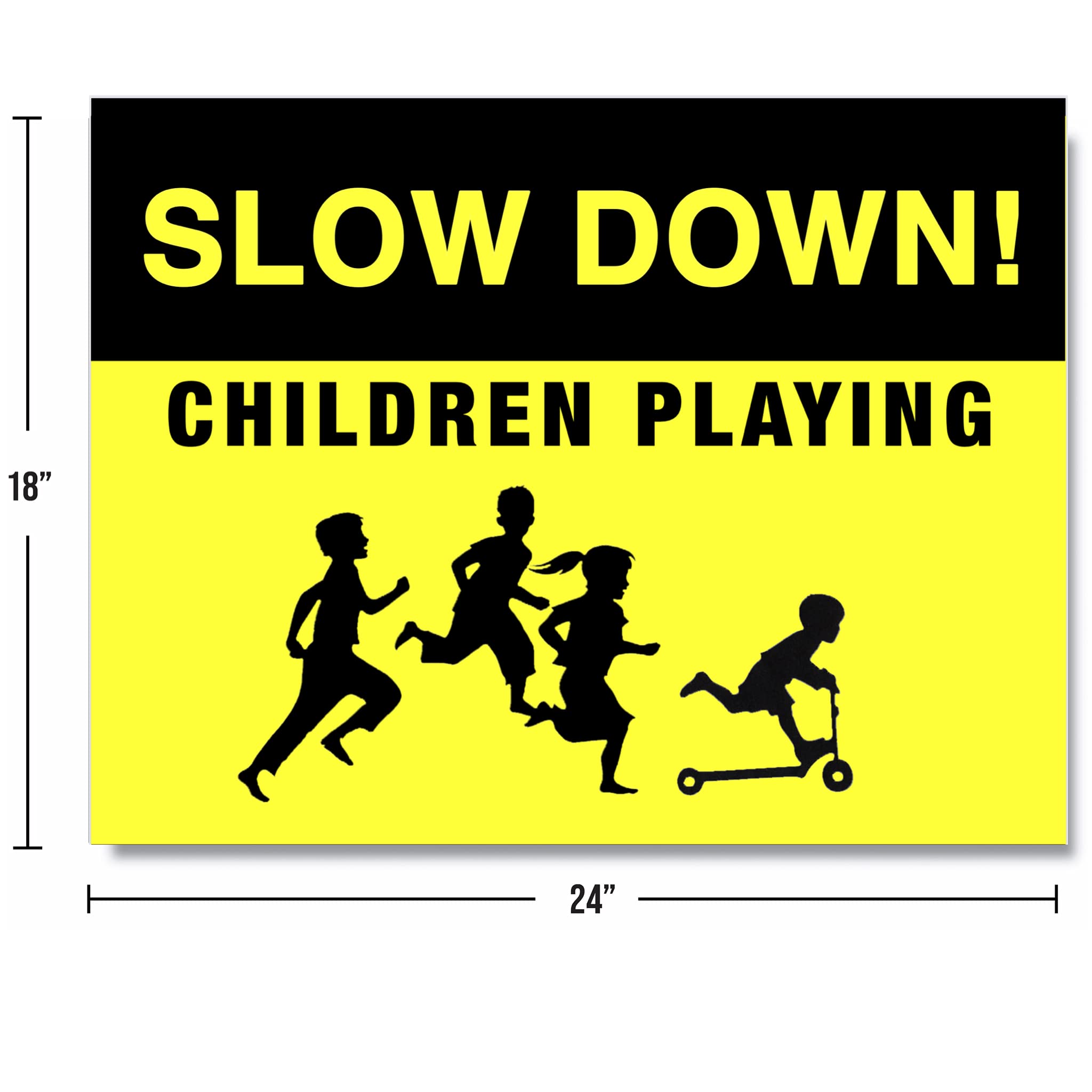 Slow Down Children at Play Signs - 18x24 Inch Double-Sided Reflective Yard Sign for Safety - Durable Outdoor Warning Sign for Kids Playing in Neighborhood Streets & Driveways