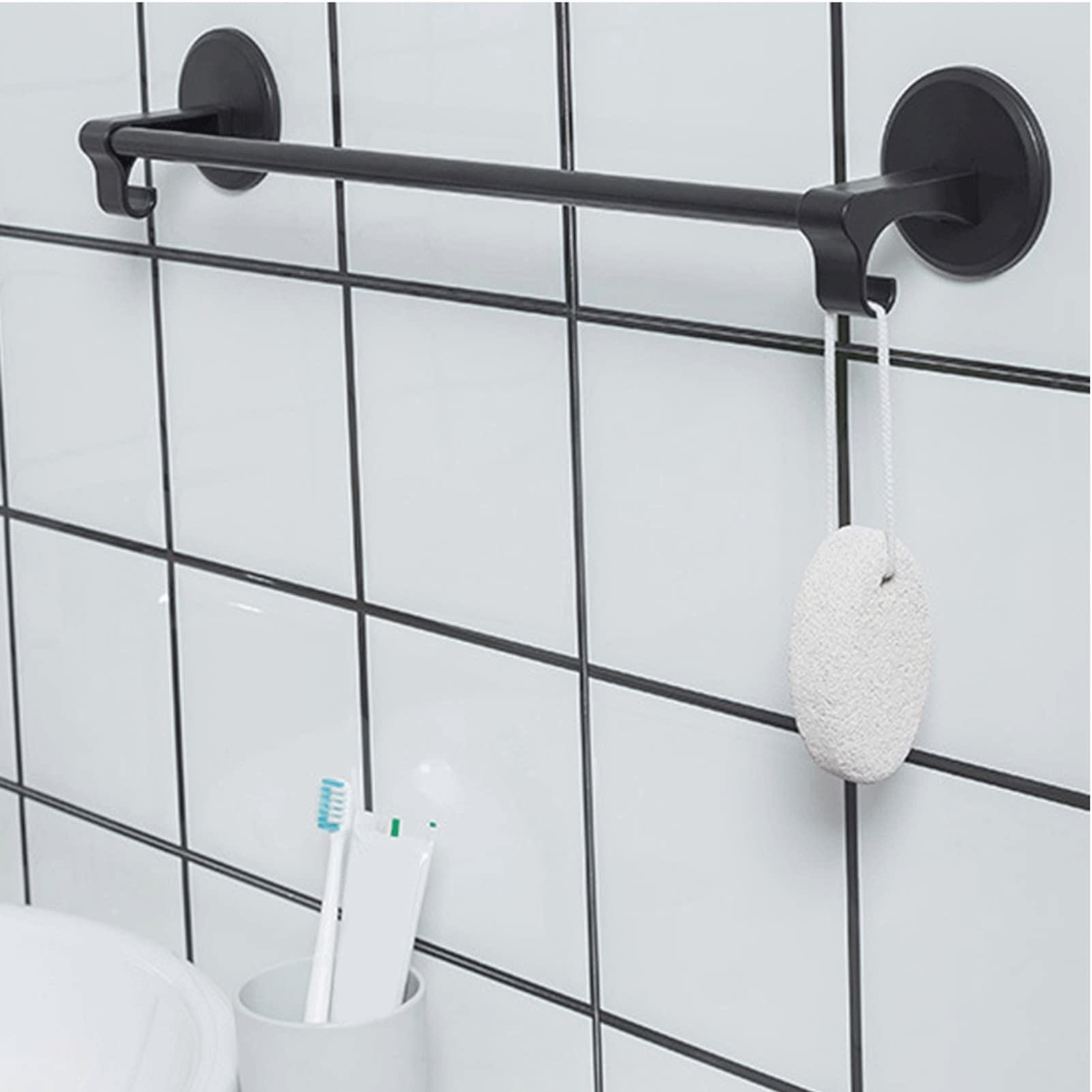 2Pcs Durable Plastic Kitchen Towel Rack with Shelf, Non-Perforated Bathroom Towel Bar, Space-Saving Organizer for Kitchen and Bathroom Storage