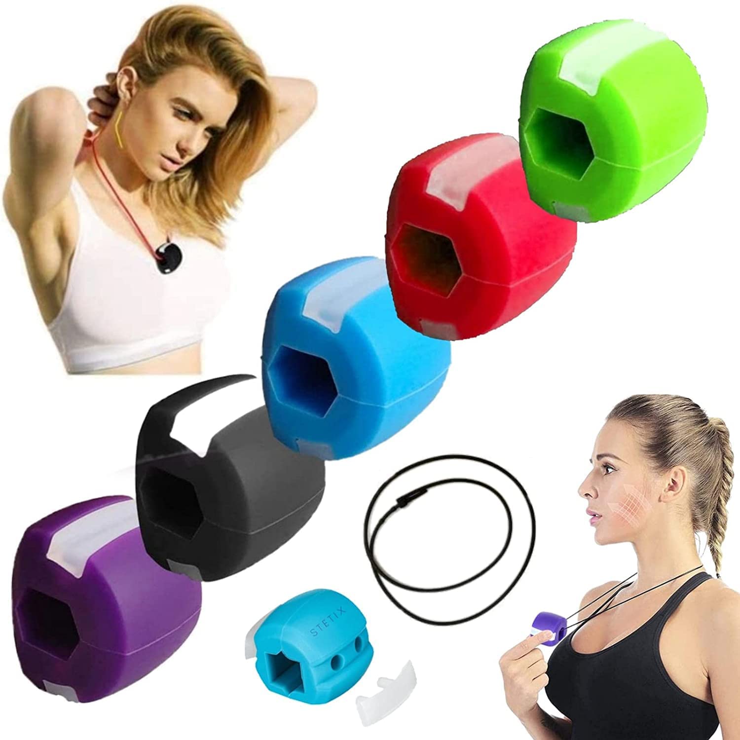 NOBILEA Jaw Exerciser & Double Chin Reducer - Jawline Shaper & Facial Toner | Jaw Exercise Ball for Face Lift, Chiseled Chin & Neck Muscle Training | Slim Jaw Strap for Men & Women | Perfect for Home Gym & Facial Yoga Workouts