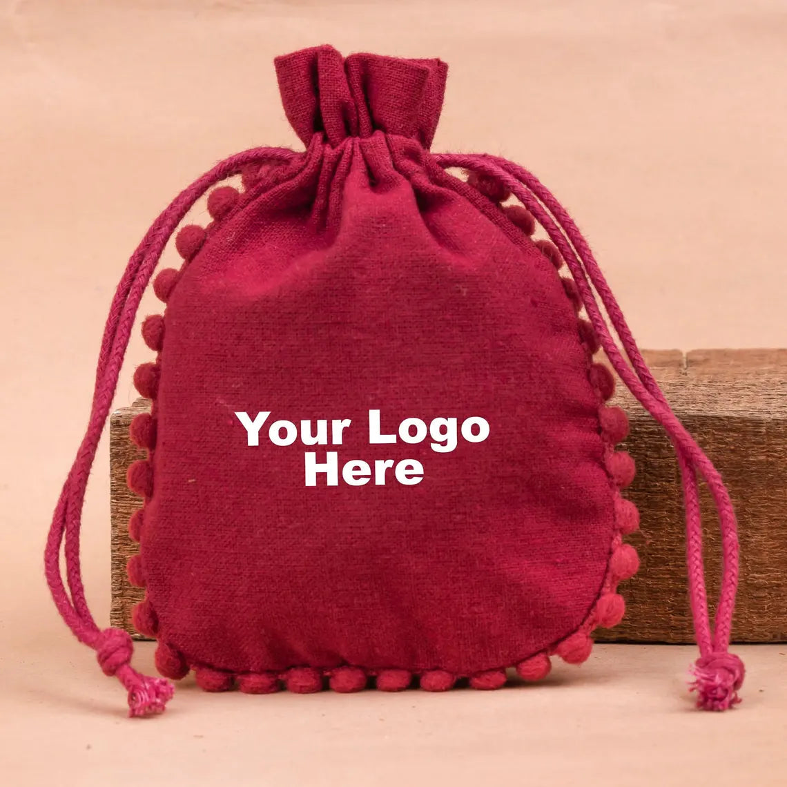 Luxury Deep Burgundy Designer Pouch with Plush Pom Poms - Handmade Clutch Bag for Women | Perfect for Parties, Weddings & Evening Events
