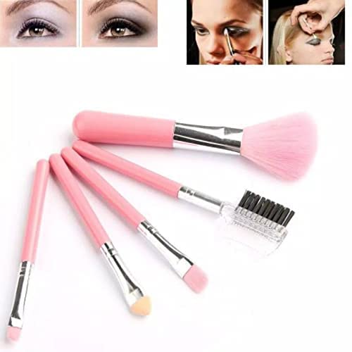 Professional 5-Piece Makeup Brush Set - Synthetic Kabuki Foundation, Blending, Powder, Blush & Concealer Brushes for Flawless Face & Eye Makeup | Perfect for Daily Use, Travel & Professional Makeup Artists | Pink Color