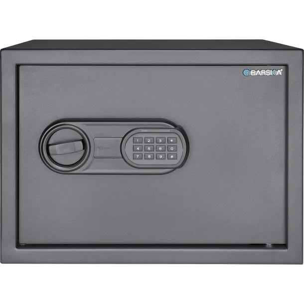 Barska AX13748 WardenLight Mini LED Digital Keypad Safe - Compact Biometric Fingerprint Security Box for Home, Office & Travel - Protect Cash, Jewelry, Documents & Valuables