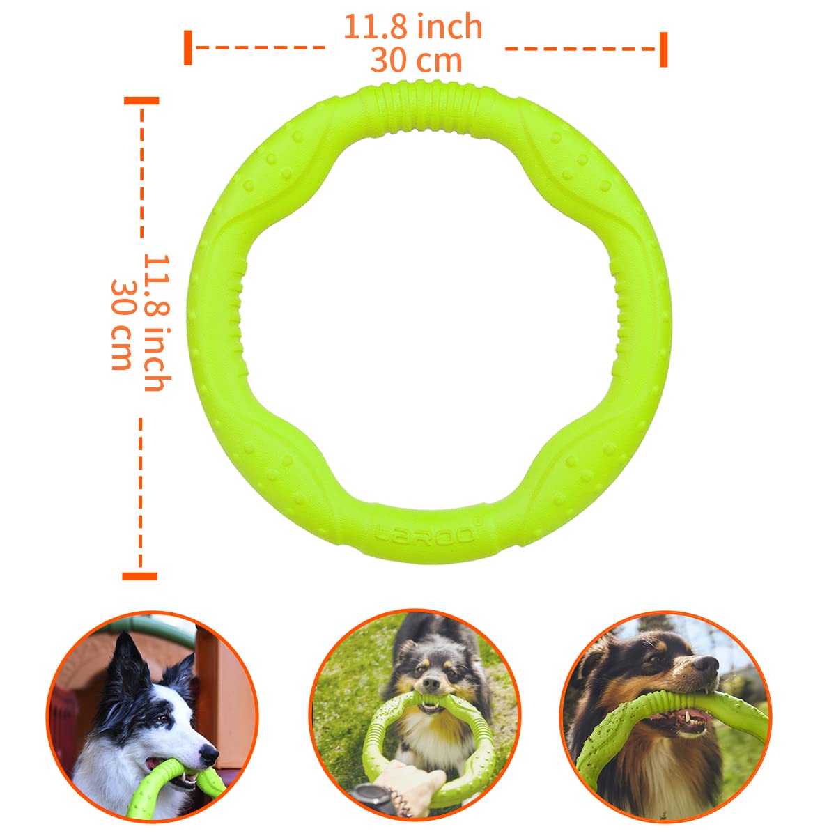 LaRoo Durable Floating Flying Dog Disc Toy - Outdoor Fetch & Chew Toy for Medium & Large Dogs - Summer Training & Play - Large Green (30cm) - Perfect for Beach, Park & Backyard Fun