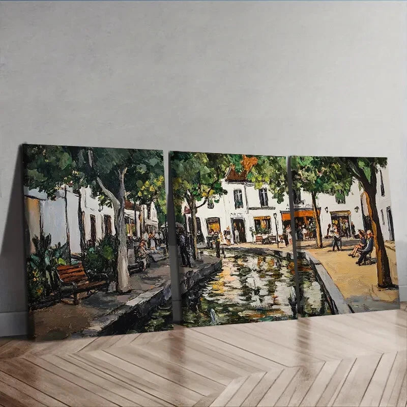 3-Piece Ancient City Canal Wall Art Set - Framed Canvas 40x60cm - High Quality Print - 100% Australian Made - Ready to Hang - Perfect for Living Room, Bedroom & Office Decor