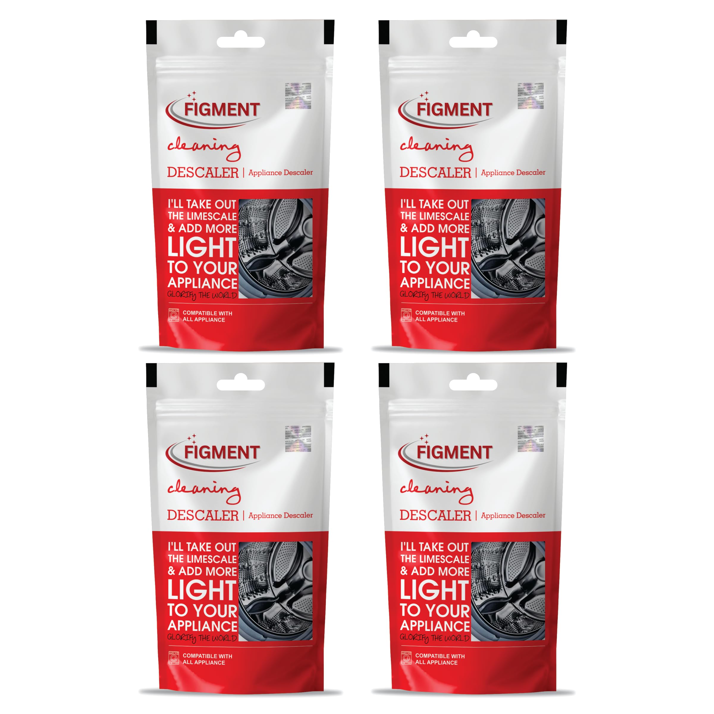 Washing Machine Cleaner & Descaler Powder - Front Load & Top Load Washer Detergent, Drum Cleaner (100g x 4 Pack) | Removes Odor, Mold & Limescale | For HE, Standard & Portable Washing Machines