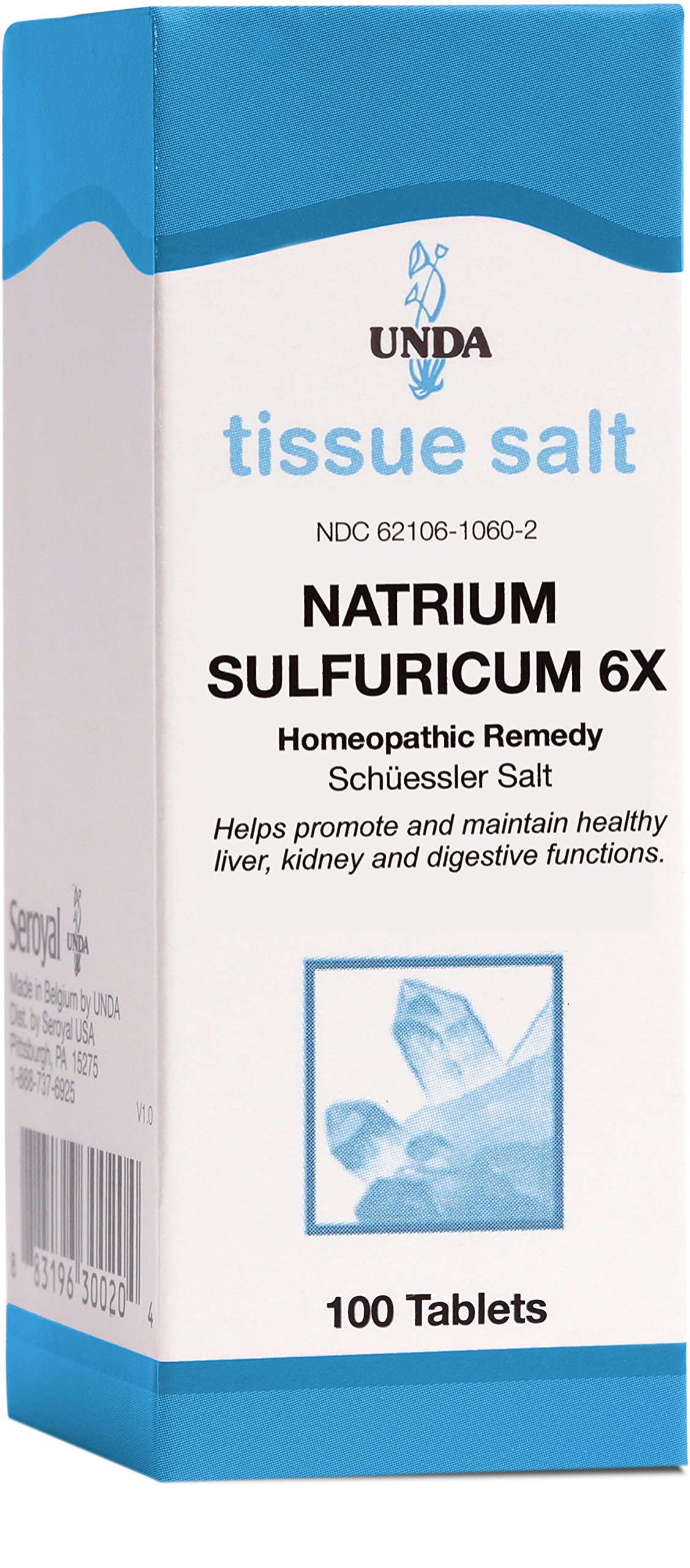 UNDA Natrium Sulfuricum 6X Homeopathic Salt Tablets - 100 Count for Temporary Relief of Mild Indigestion & Digestive Discomfort | Natural Remedy for Bloating, Gas & Upset Stomach | Perfect for Travel, After Meals & Digestive Support