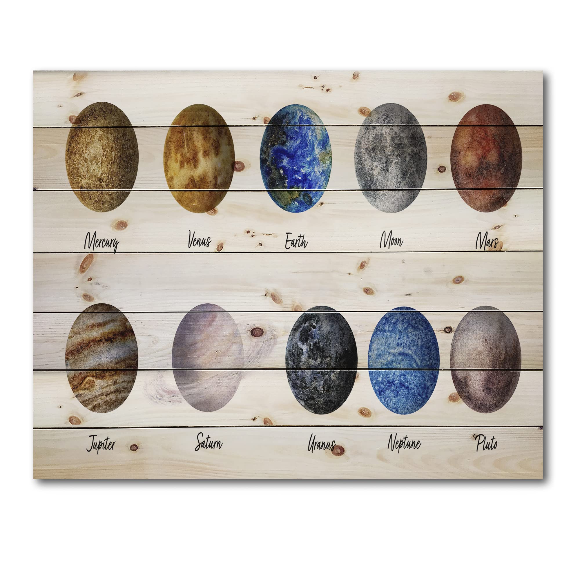 DesignQ Planets Wood Wall Art - Modern Space Decor for Home & Office