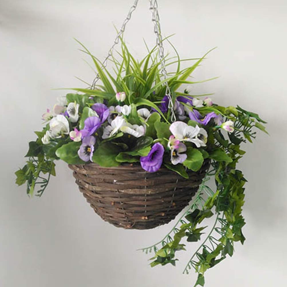 Hemoton 2-Pack Rattan Hanging Planters - Woven Seagrass Hanging Baskets for Indoor/Outdoor Plants, Flowers & Home Decor - Perfect for Garden, Patio, Balcony & Living Room Decorations