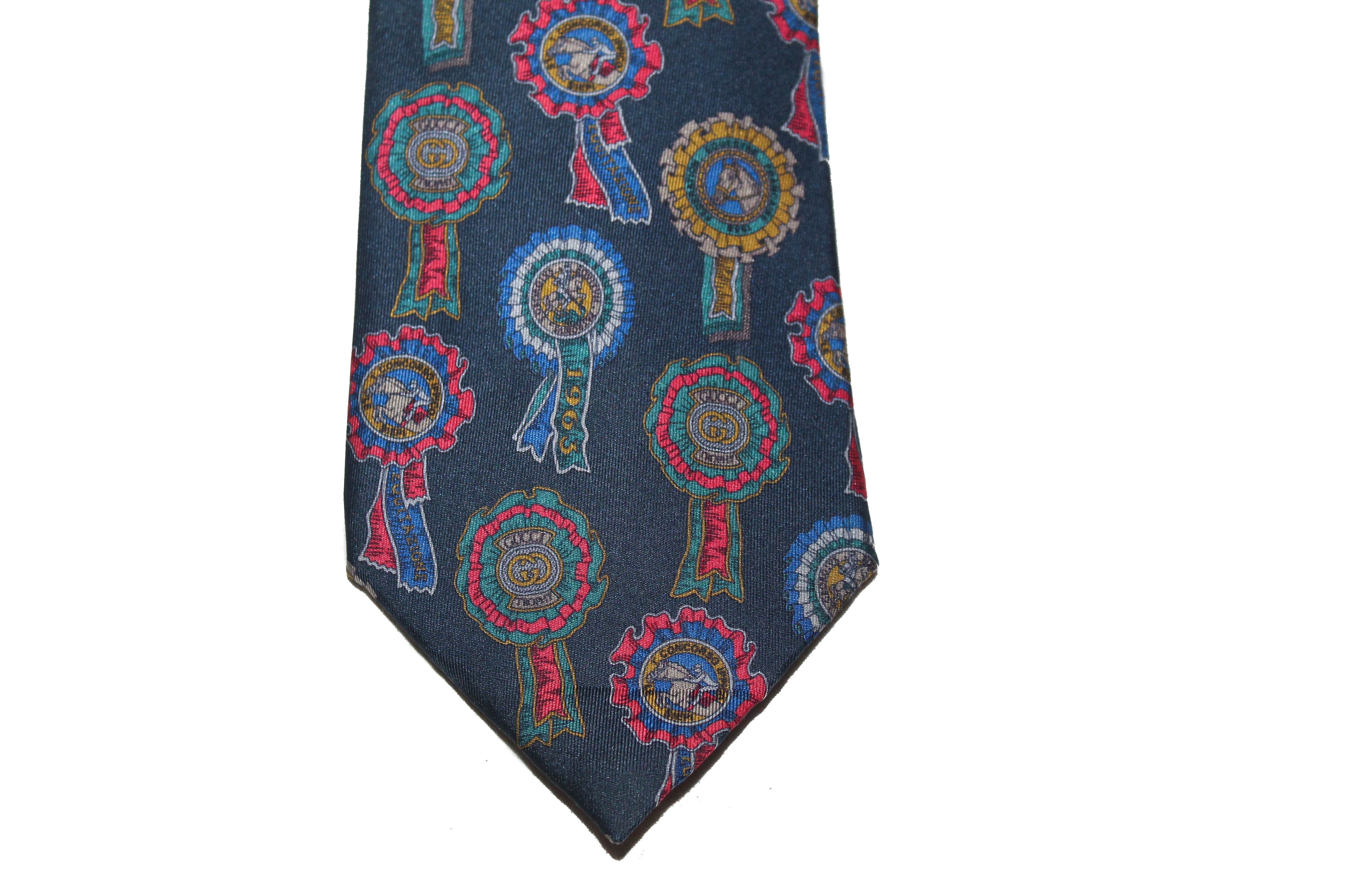 Authentic Gucci Blue Silk Ribbon Men's Tie - Luxury Formal Necktie for Business, Weddings & Special Occasions