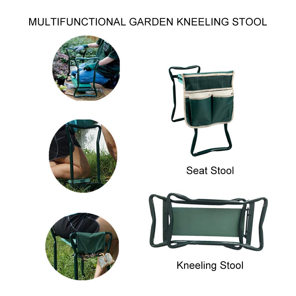 **Folding Garden Kneeler Seat with Tool Bag - Lightweight Iron Pipe Garden Stool with EVA Foam Pad - Sturdy Gardening Kneeler for Seniors & Outdoor Enthusiasts - Perfect for Planting, Weeding & Landscaping**