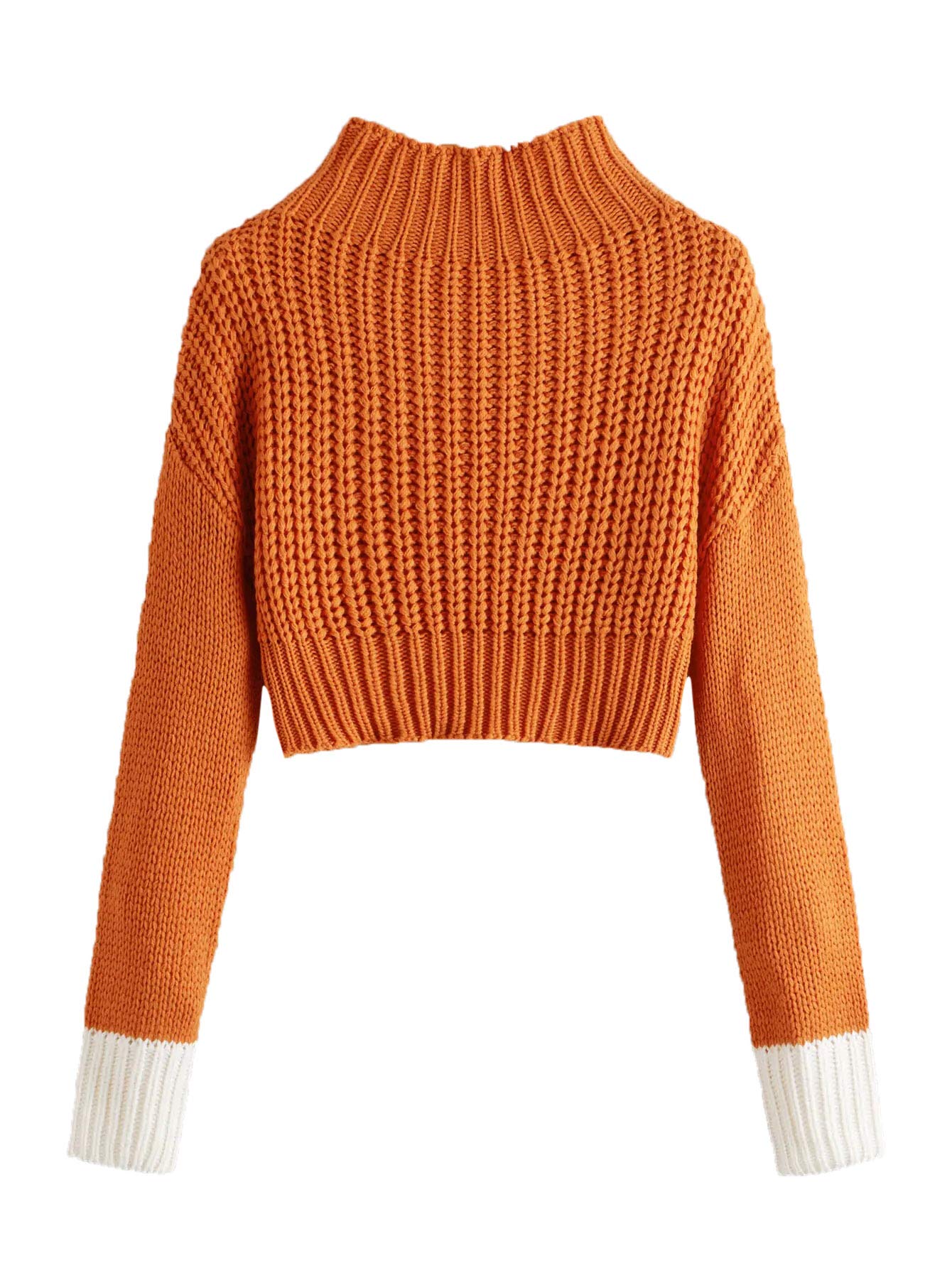 SweatyRocks Women's Drop Shoulder Mock Neck Pullover Sweater - Long Sleeve Basic Crop Top for Casual Wear, Fall & Winter Fashion, Layering Outfits | Perfect for Office, Date Night & Weekend Outings