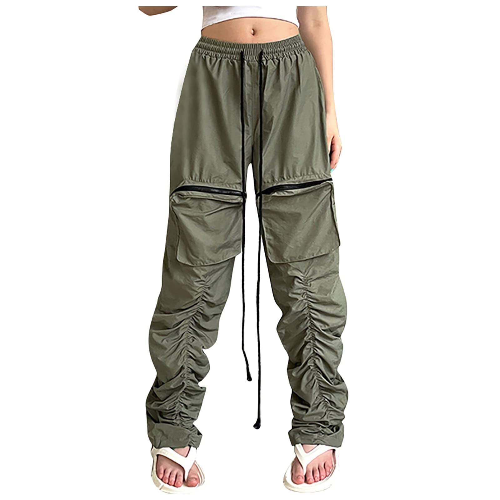 Women's Low Waist Cargo Pants - Vintage Y2K Baggy Joggers with Wide Leg & Cinch Design | Casual Work Pants for Streetwear, Harajuku Fashion & Everyday Comfort